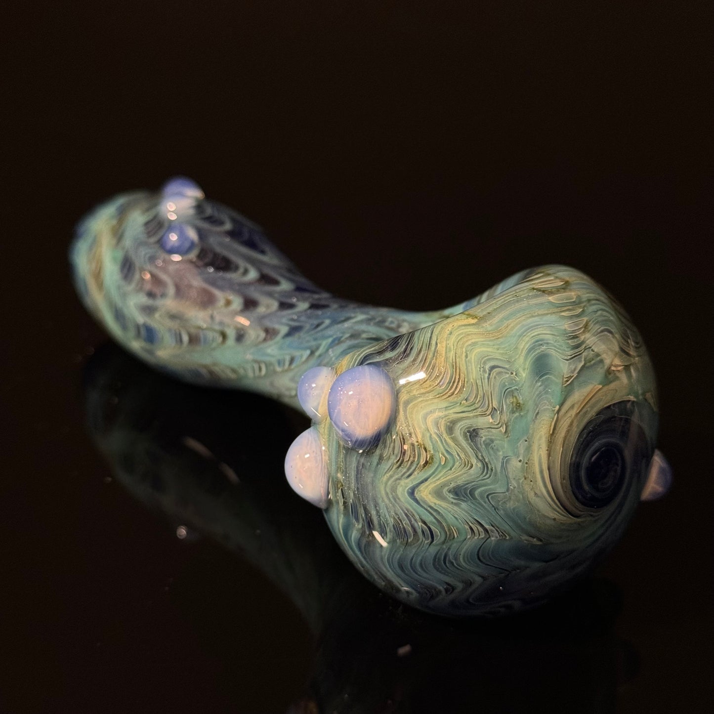 Blue Cobalt Wrapped Color Glass Heady Pipe Hand Blown