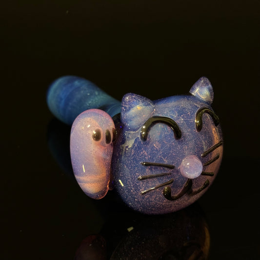 Cat Face Pink Slyme Glass Pipe Heady Pipe Hand Blown Cat Pipe