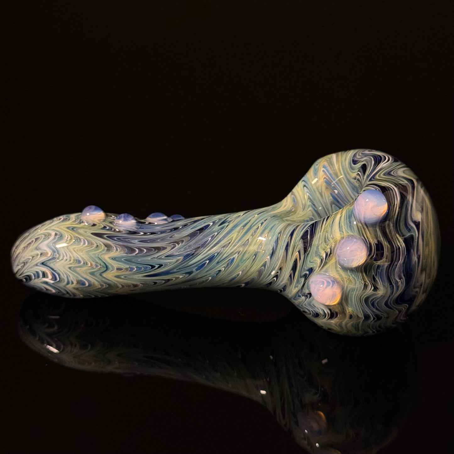 Blue & Green Cobalt Wrapped Color Glass Heady Pipe Hand Blown