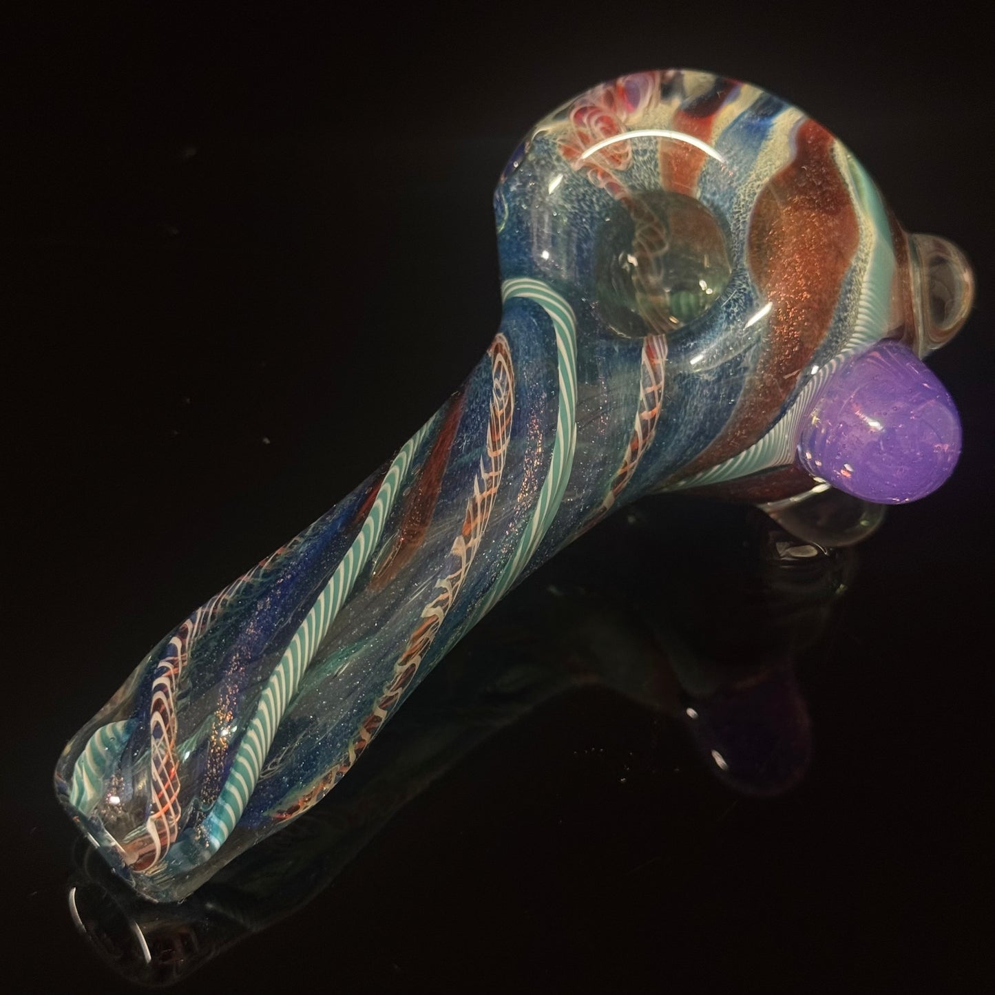 Heavy Inside out Dichro Sparkle Blue & White Glass Pipe Heady Pipe Hand Blown