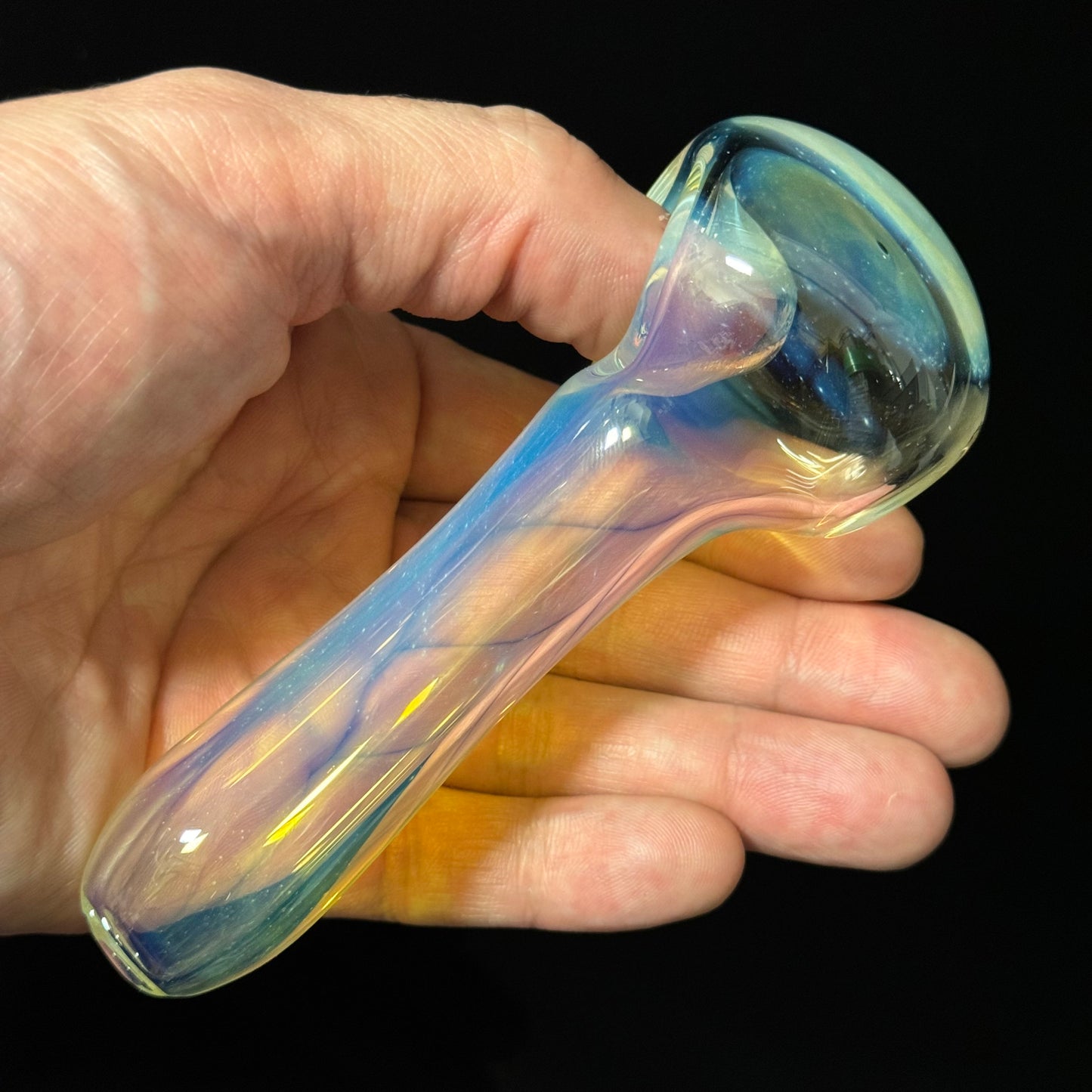 Inside Silver Fuming Color Changing Glass Heady Pipe Hand Blown