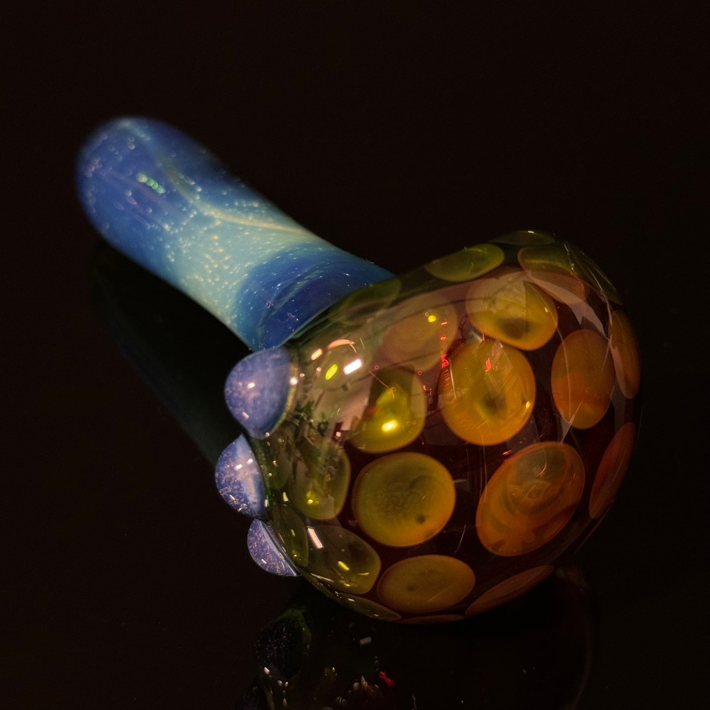 Amber Green Honeycomb Glass Heady Pipe Hand Blown