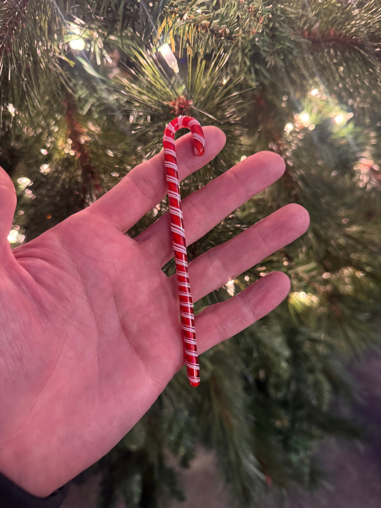 Candy Cane Glass Ornament