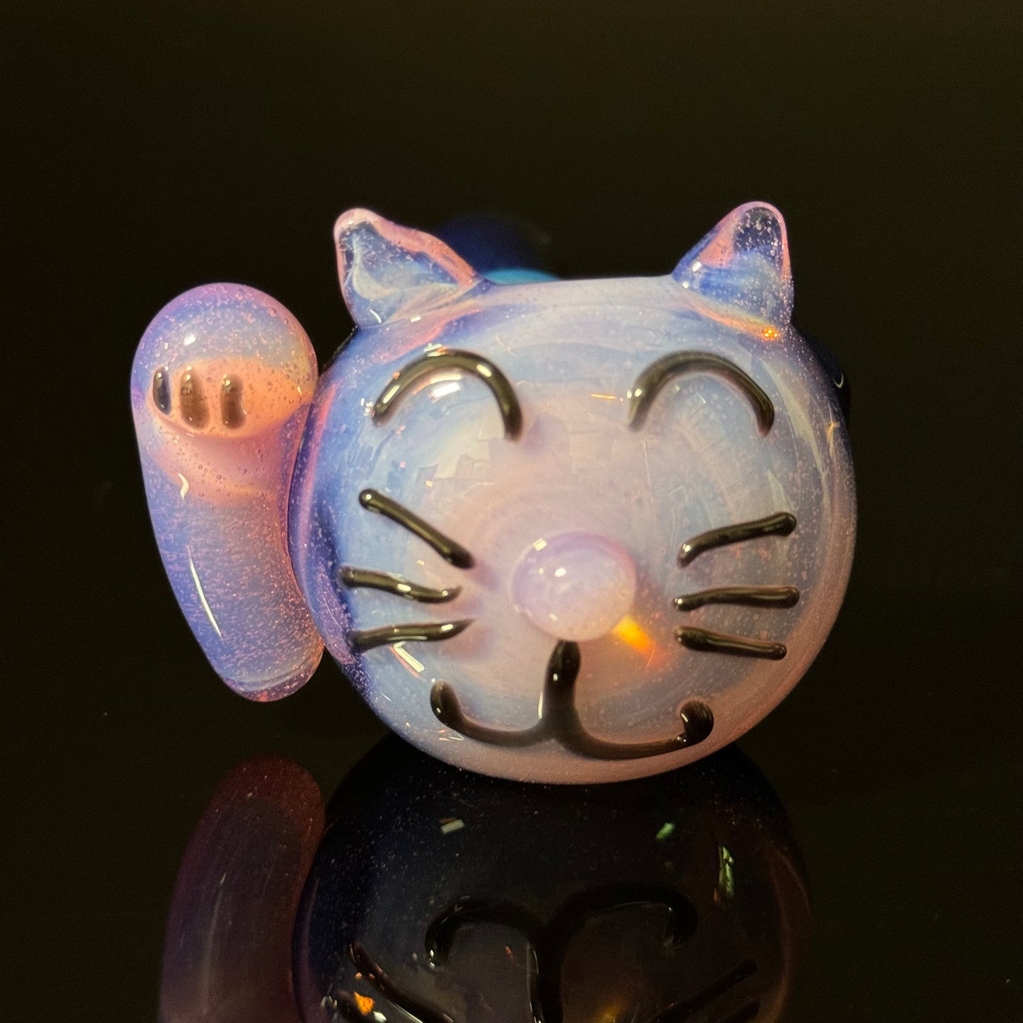 Cat Face Pink Slyme Glass Pipe Heady Pipe Hand Blown Cat Pipe