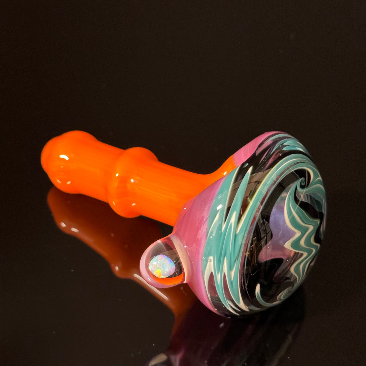 Full Color Linework Glass Pipe, Heady Hand Blown with An Opal