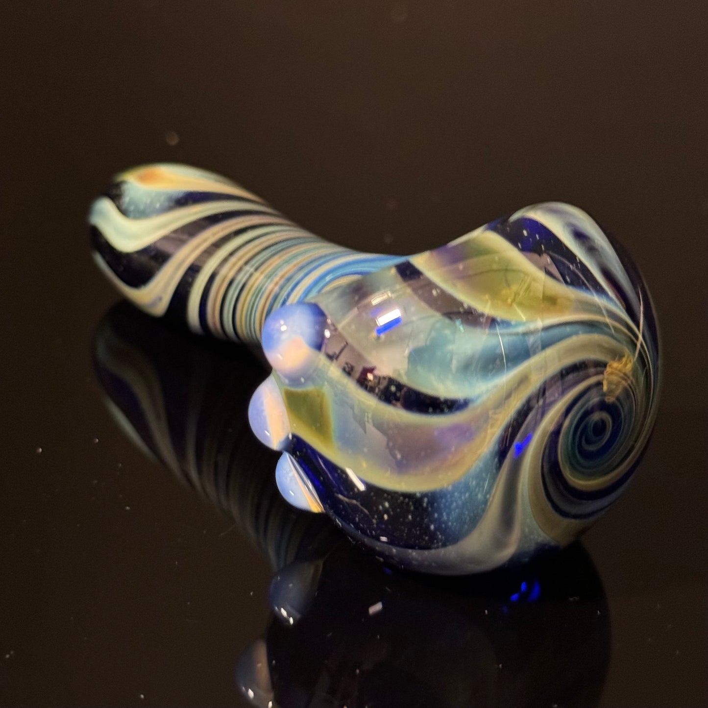 Blue Cobalt Wrapped Color Glass Heady Pipe Hand Blown