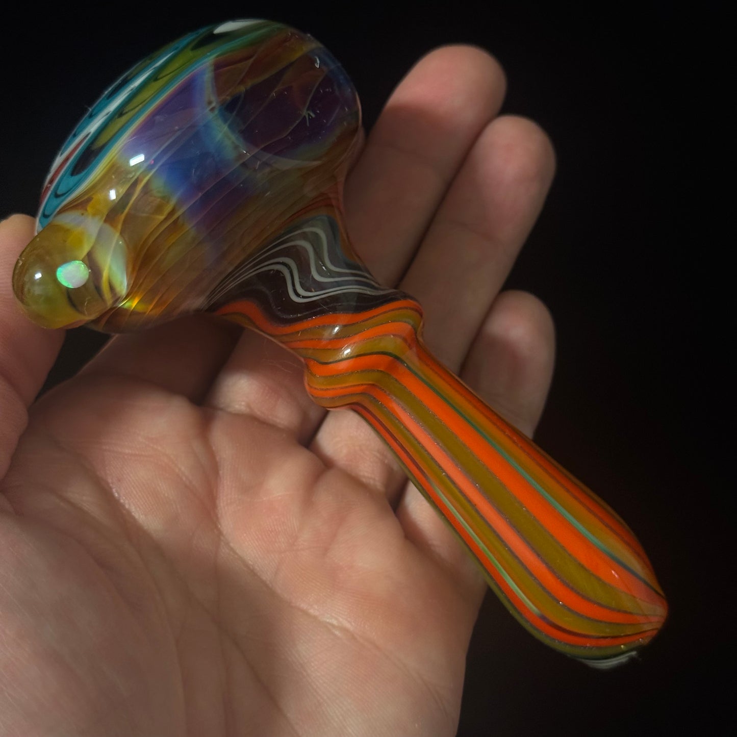 Full Linework Switchback Glass Pipe, Heady Hand Blown with An Opal