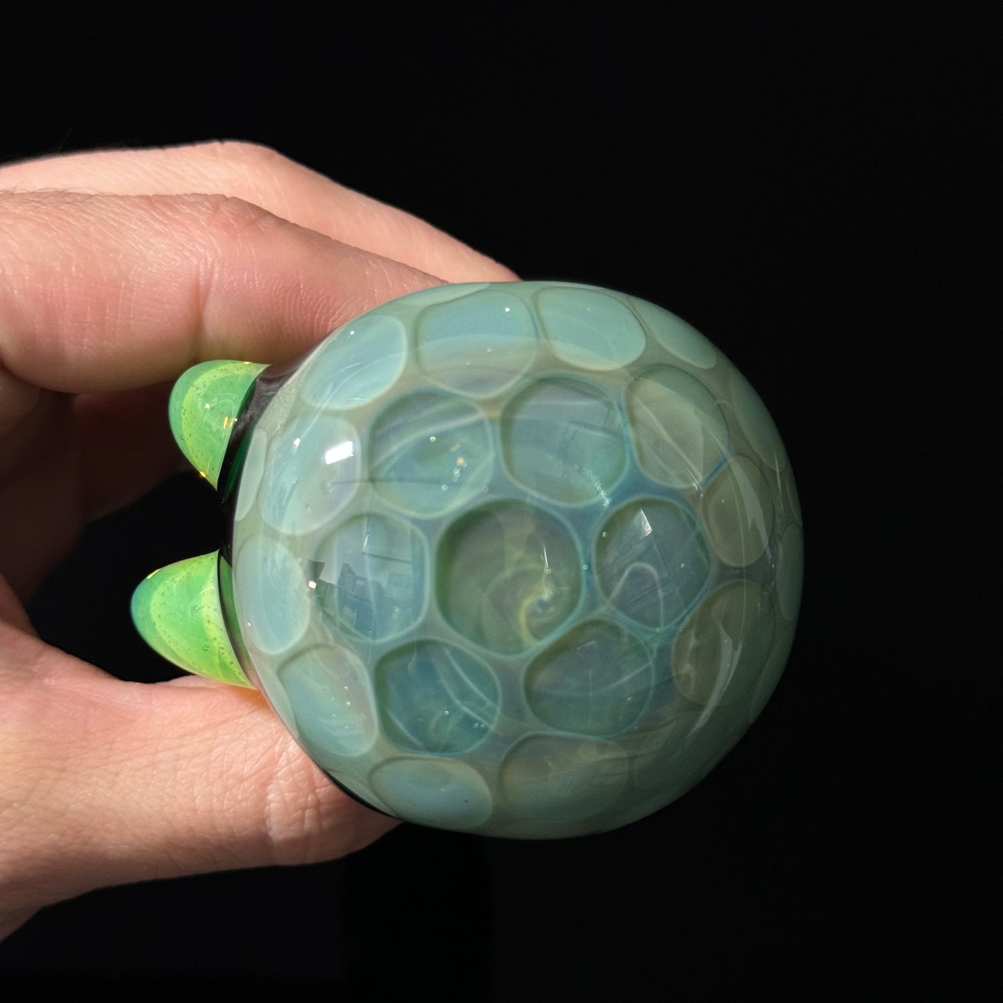 Blue Green Honeycomb Glass Heady Pipe Hand Blown