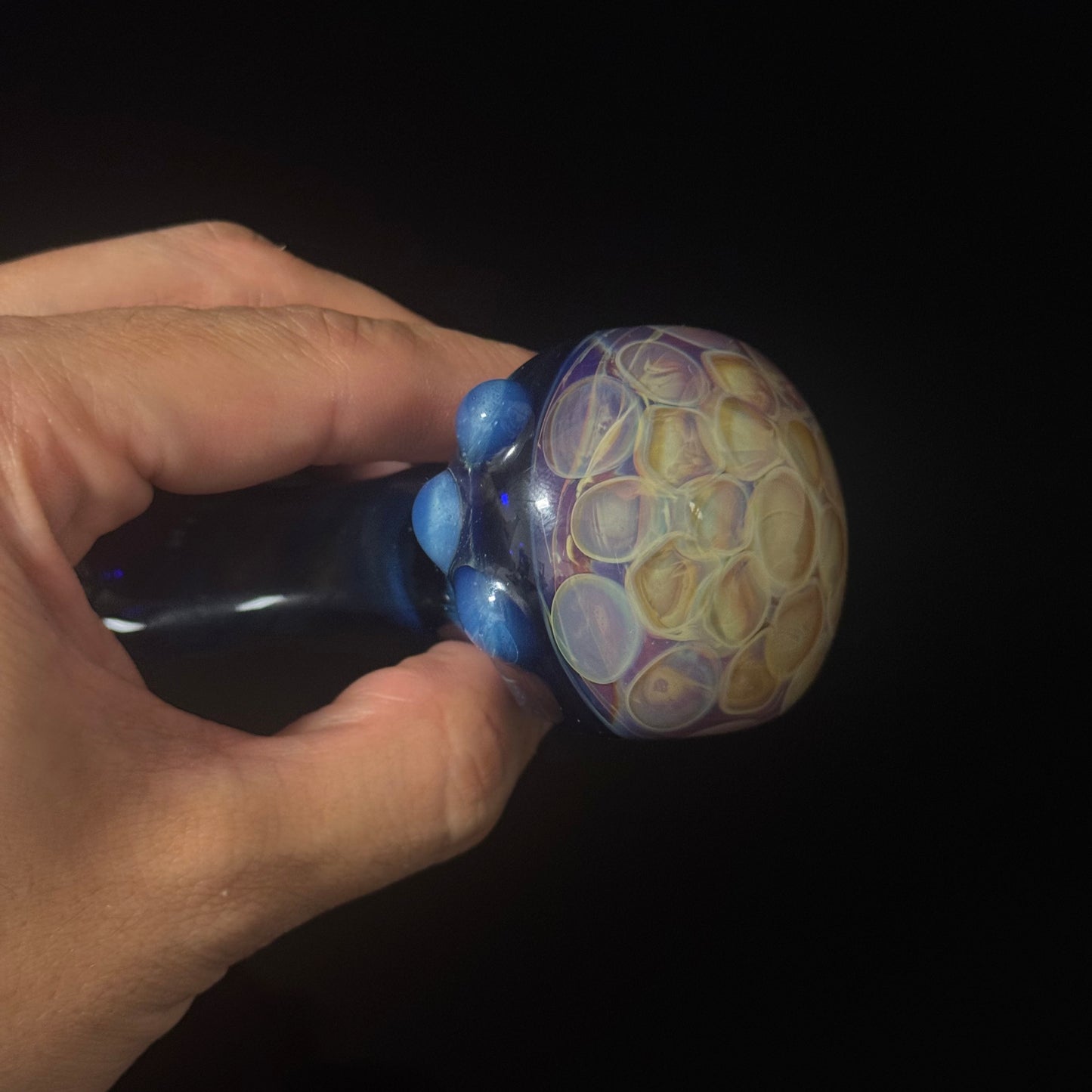 Blue Space Galaxy Honeycomb Glass Heady Pipe Hand Blown
