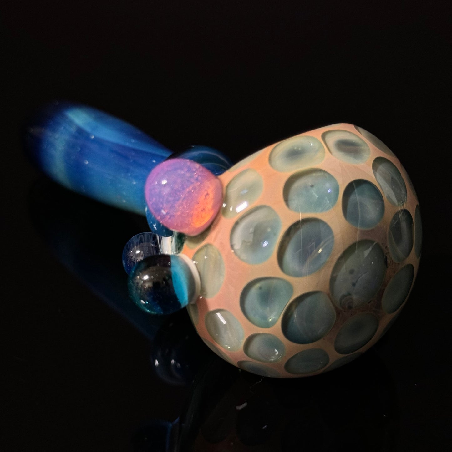 Blue Green Honeycomb Space Glass Pipe