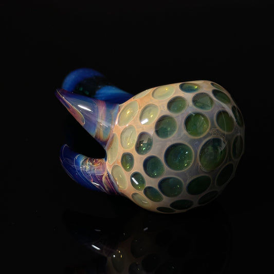 Blue Green Honeycomb Glass Heady Pipe Hand Blown