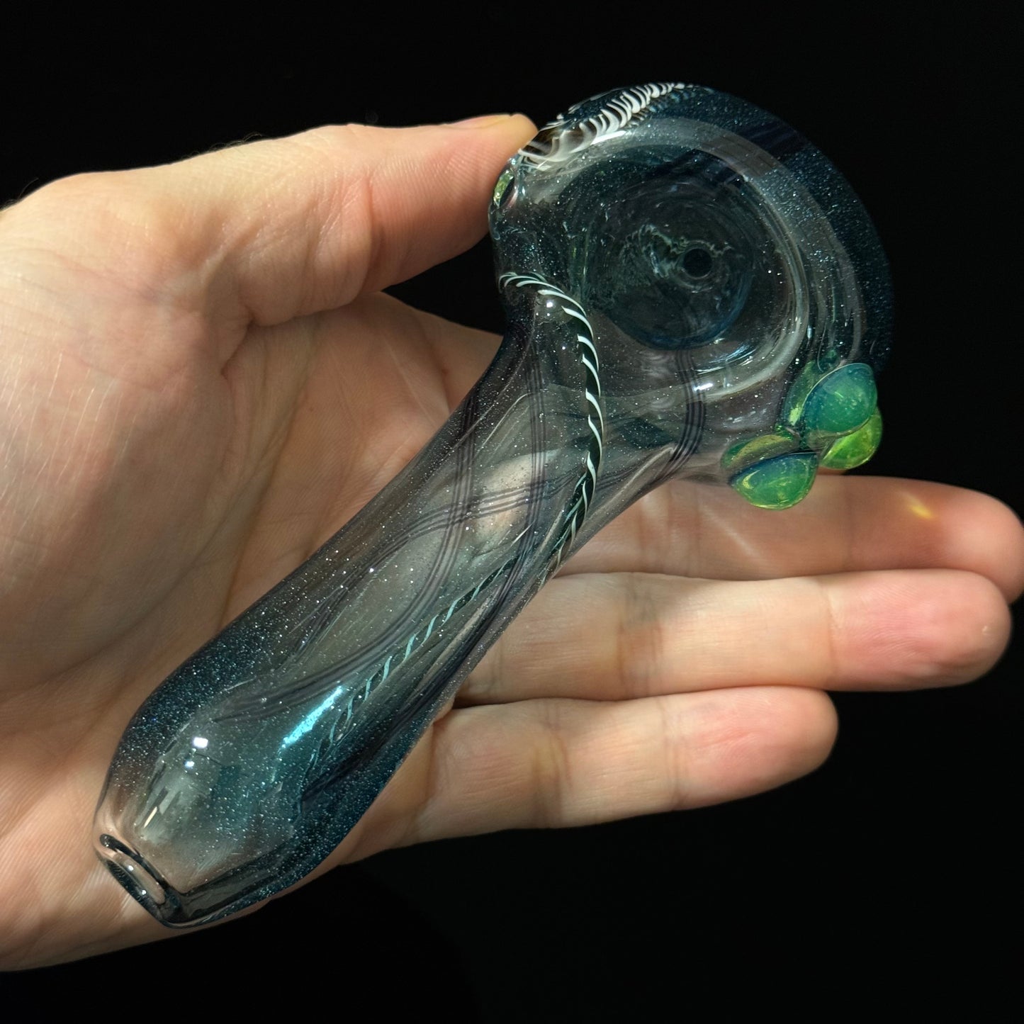 Heavy Inside out Sparkle Blue Glass Pipe Heady Pipe Hand Blown