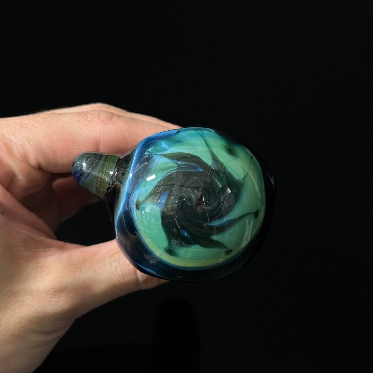 Blue & Green Sparkle Cobalt Wrapped Color Glass Heady Pipe Hand Blown