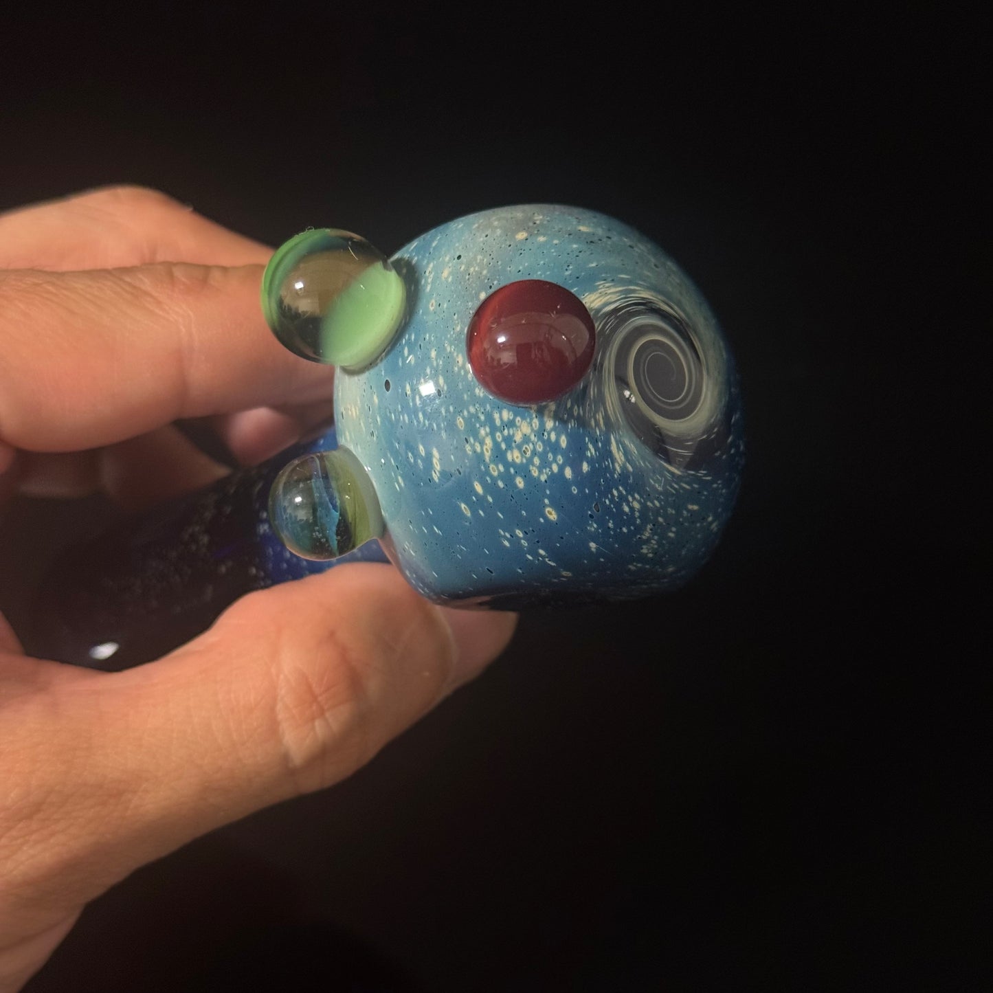 Blue with Slyme Space Galaxy Nebula Glass Pipe Silver Fumed Glass Pipe, Heady Hand Blown