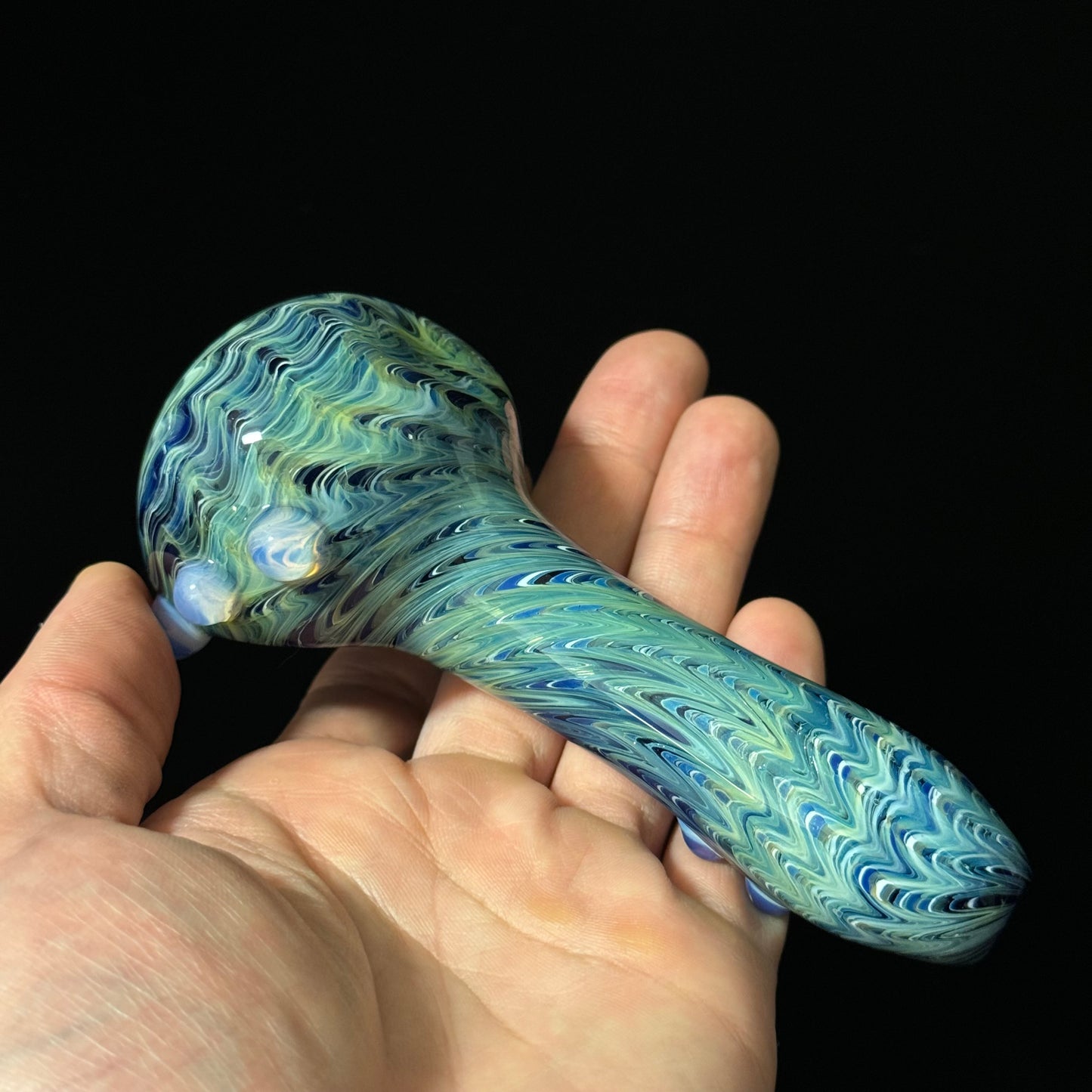 Blue & Green Cobalt Wrapped Color Glass Heady Pipe Hand Blown