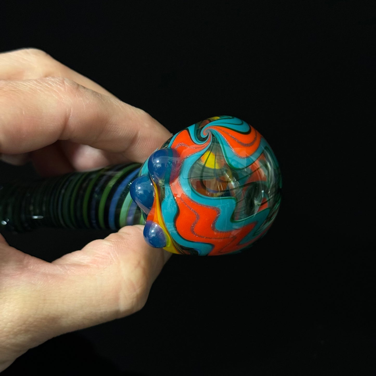 Full Linework Switchback Glass Pipe, Heady Hand Blown