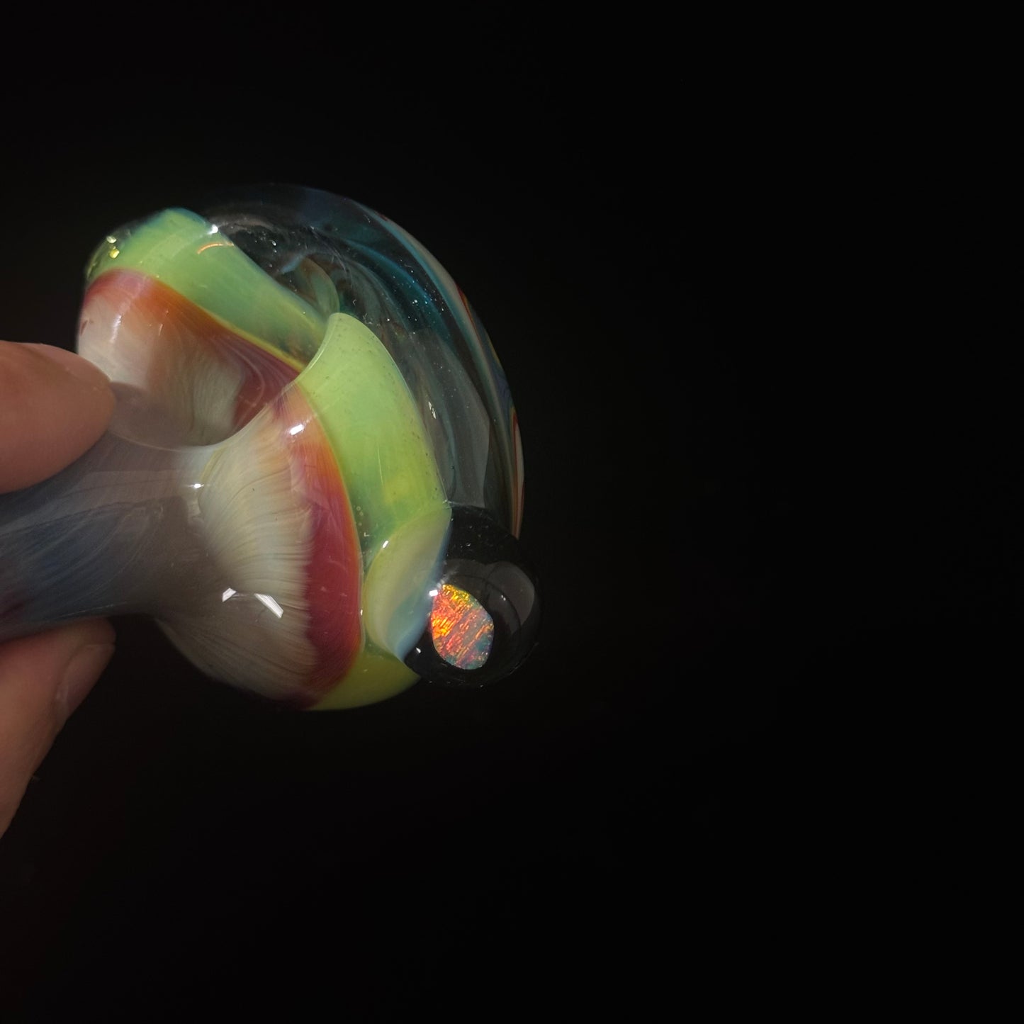 Linework Switchback Glass Pipe, Heady Hand Blown with An Opal
