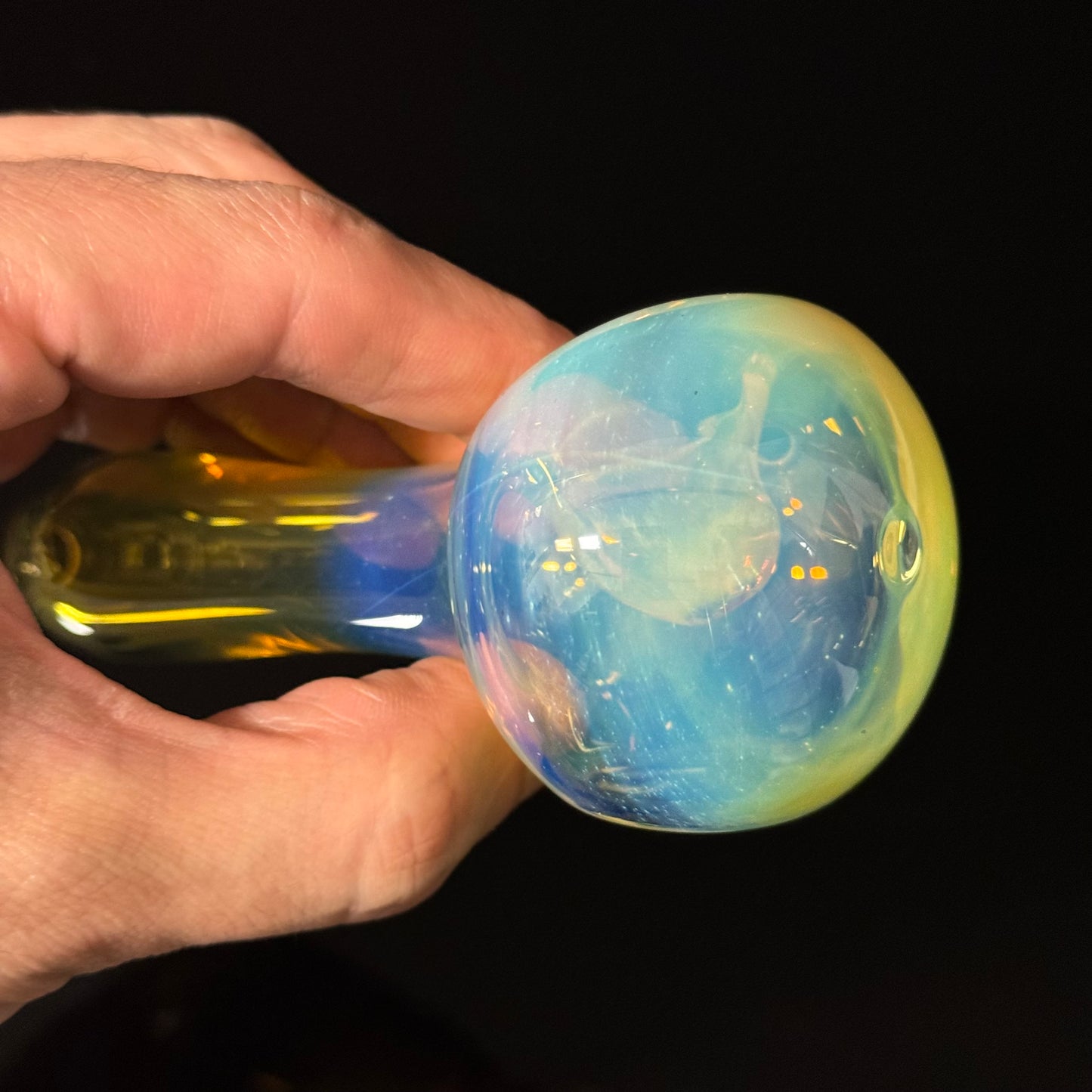 Inside Silver Fuming Color Changing Glass Heady Pipe Hand Blown