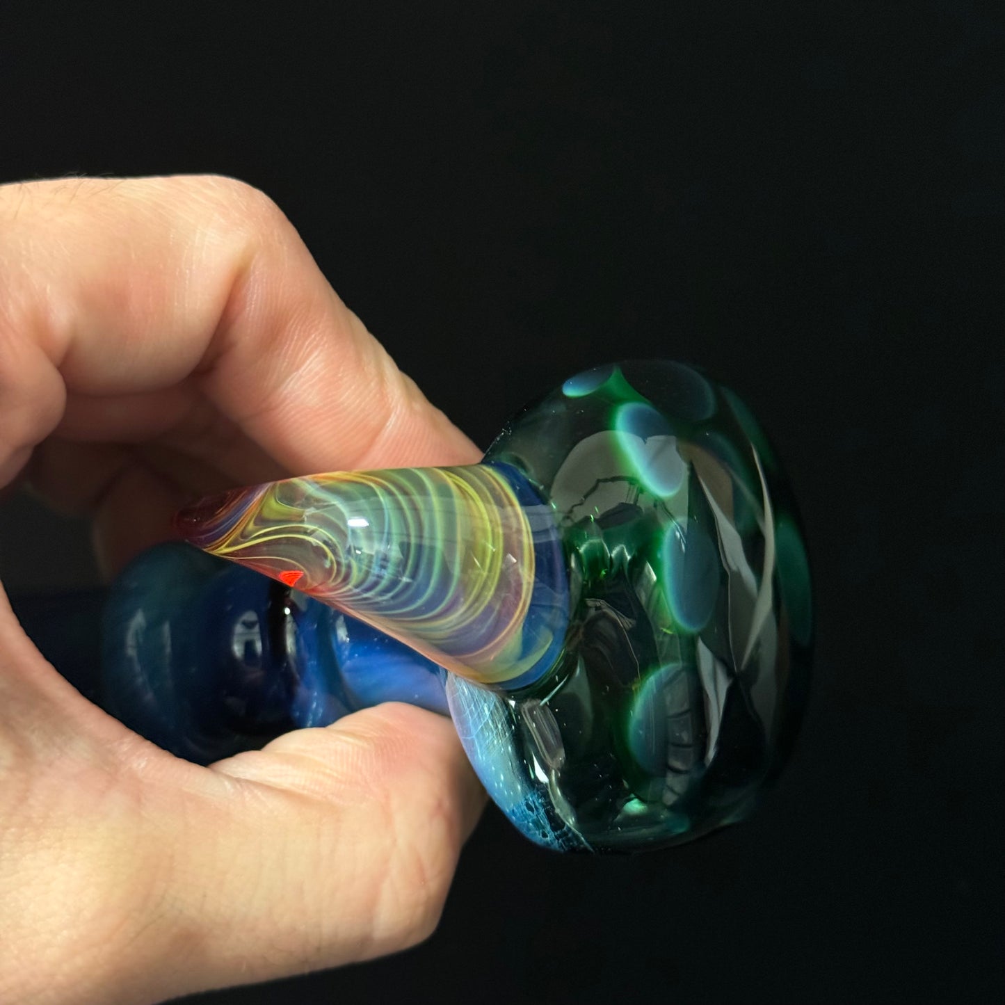 Blue Green Honeycomb Glass Heady Pipe Hand Blown