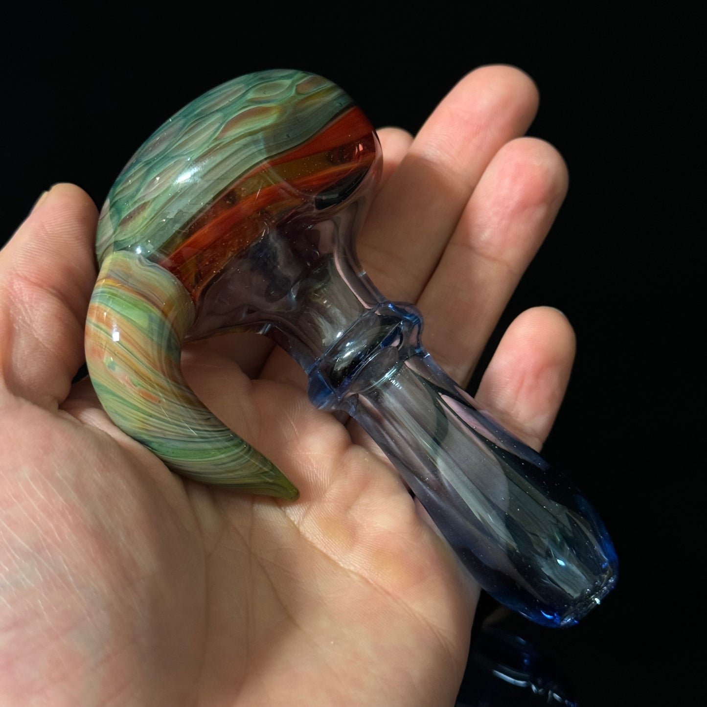 Blue Green Honeycomb Glass Heady Pipe Hand Blown