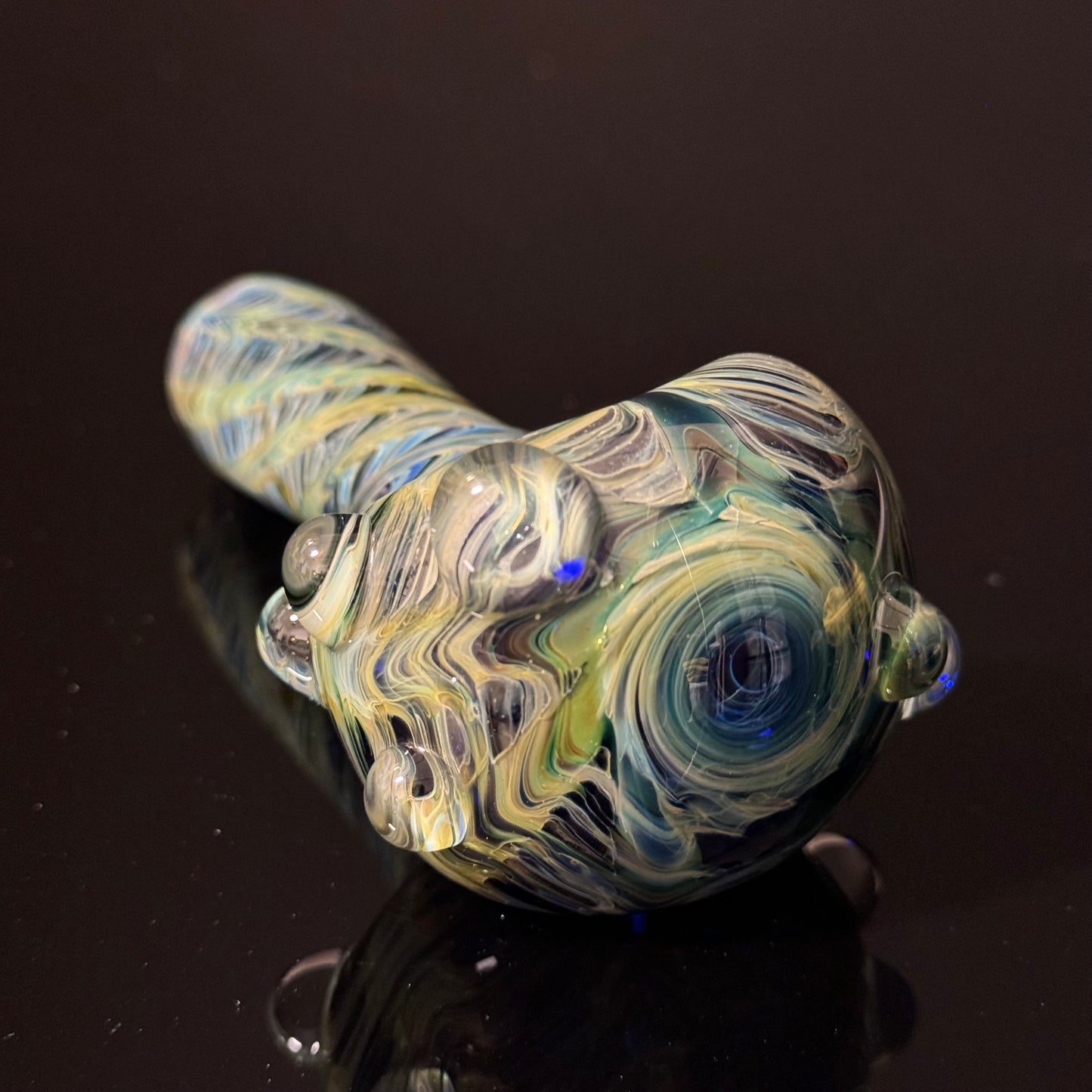 Blue & Green Cobalt Wrapped Color Glass Heady Pipe Hand Blown