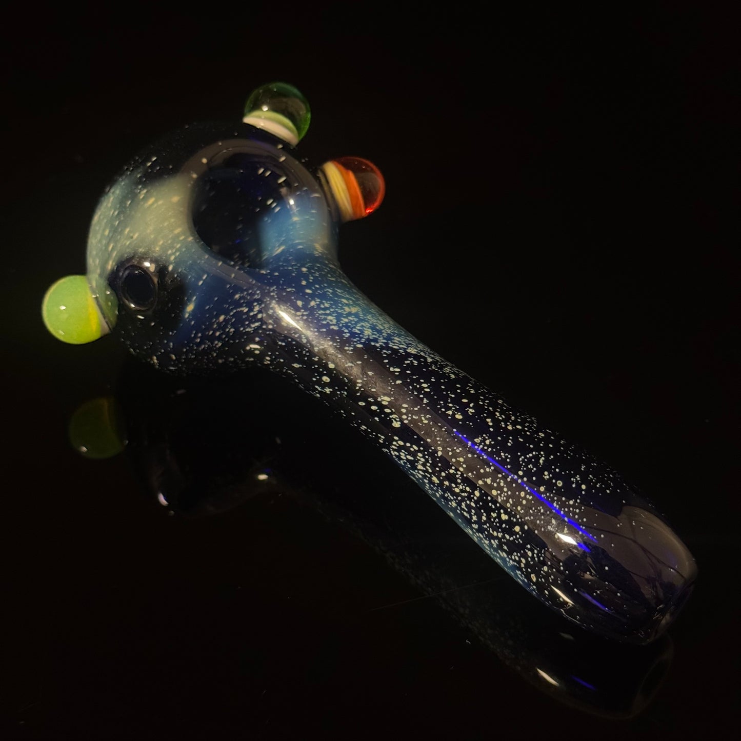 Blue with Slyme Space Galaxy Nebula Glass Pipe Silver Fumed Glass Pipe, Heady Hand Blown