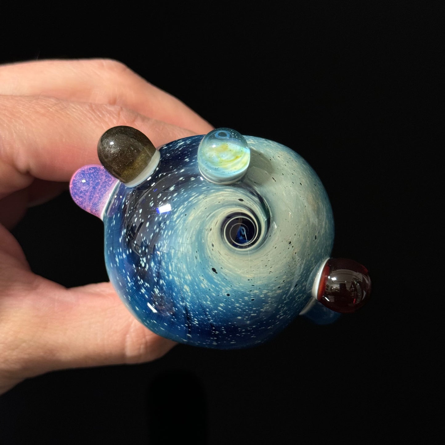 Slyme Blue Space Galaxy Nebula Glass Pipe Silver Fumed Glass Pipe, Heady Hand Blown