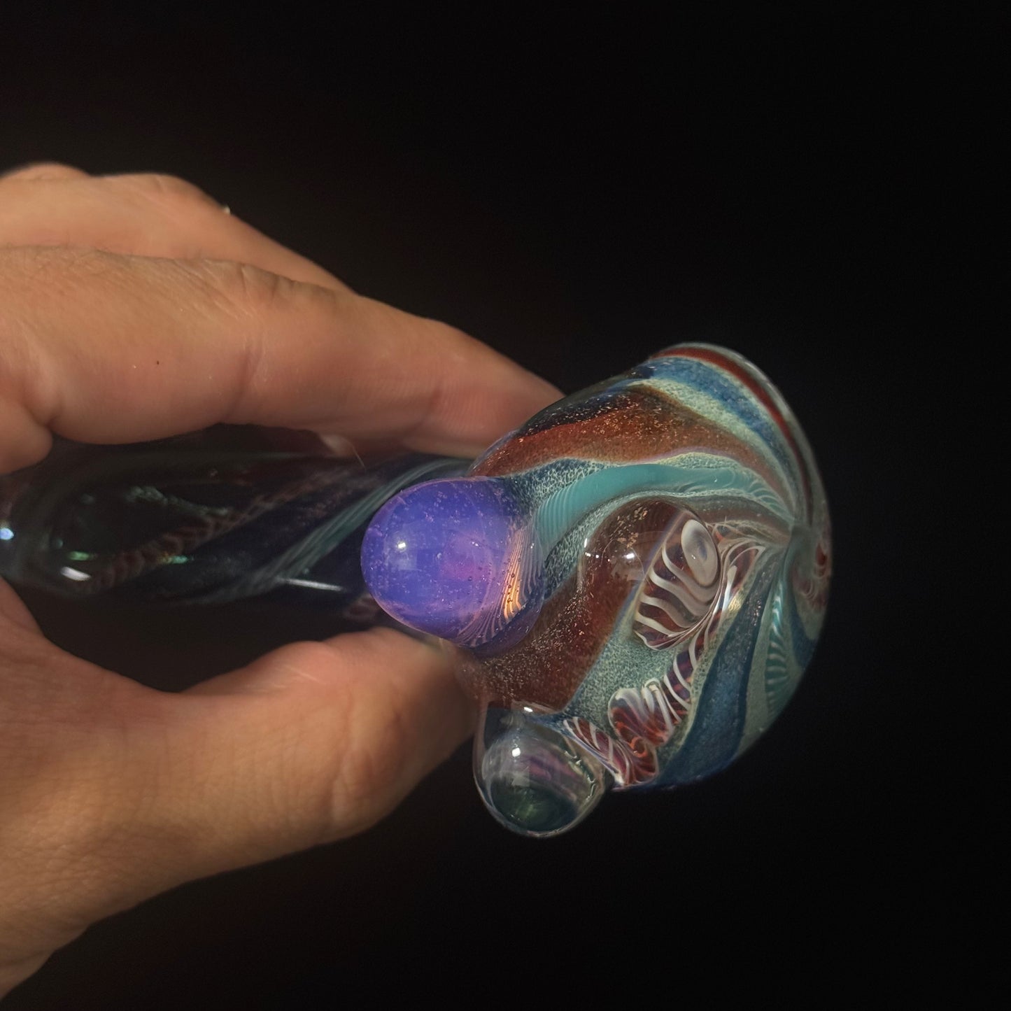 Heavy Inside out Dichro Sparkle Blue & White Glass Pipe Heady Pipe Hand Blown