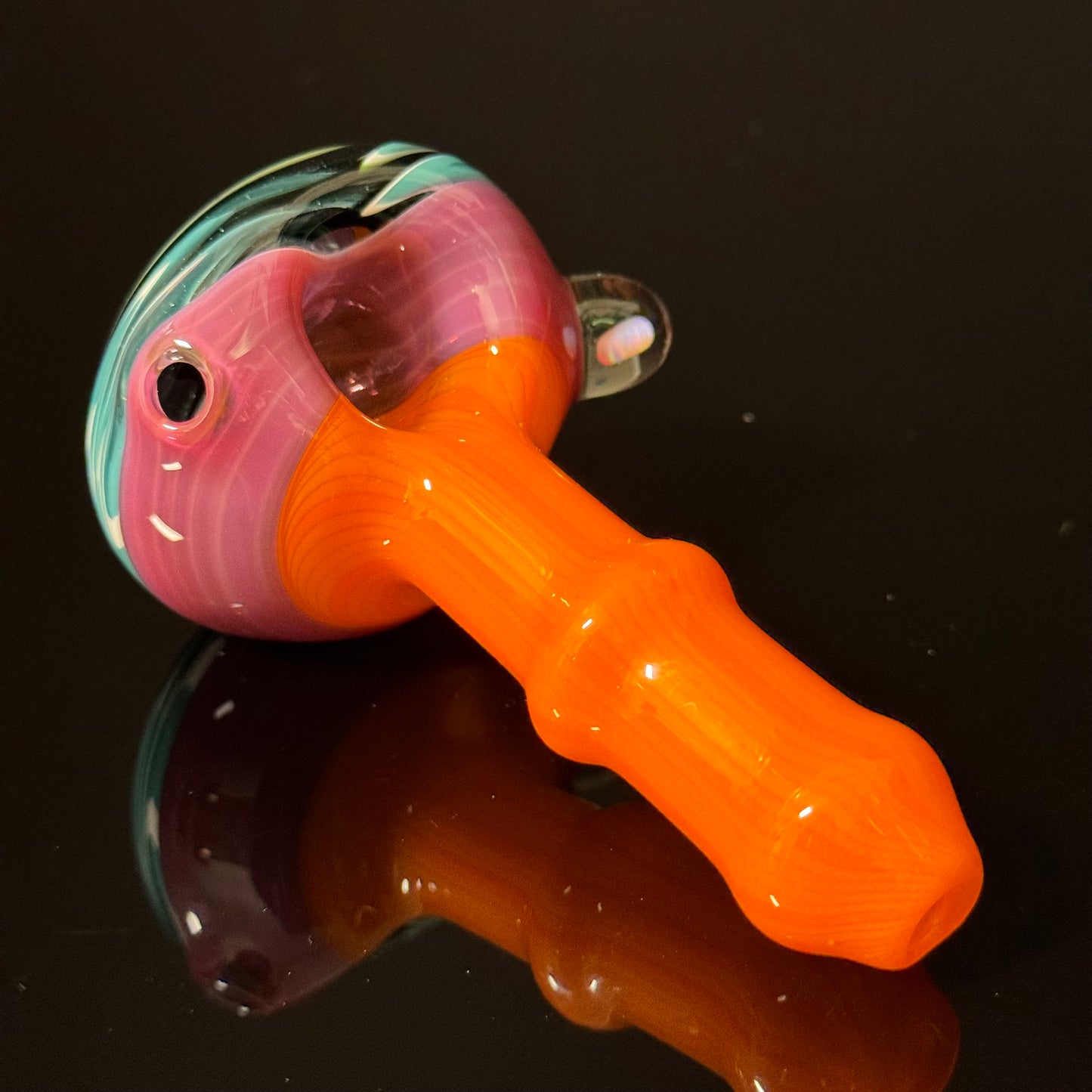 Full Color Linework Glass Pipe, Heady Hand Blown with An Opal