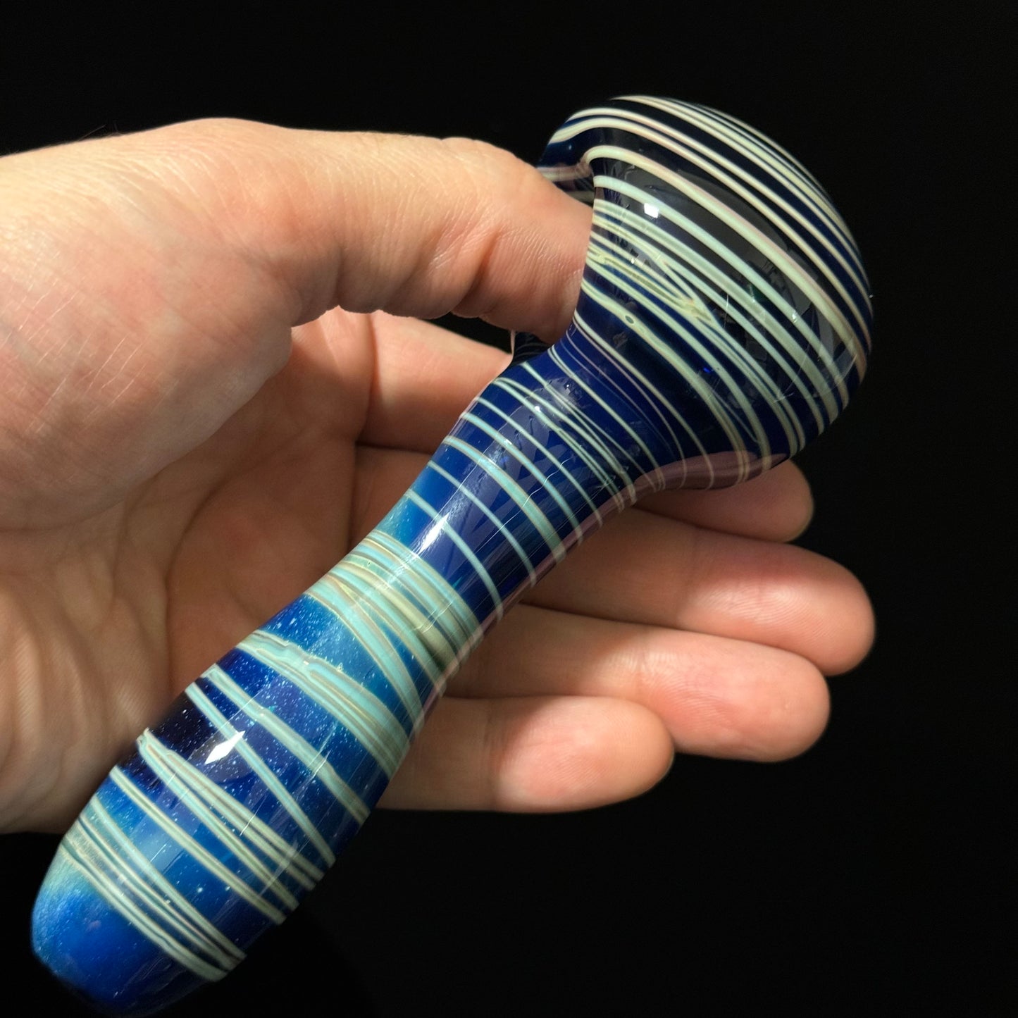 Blue Cobalt Wrapped Color Glass Heady Pipe Hand Blown