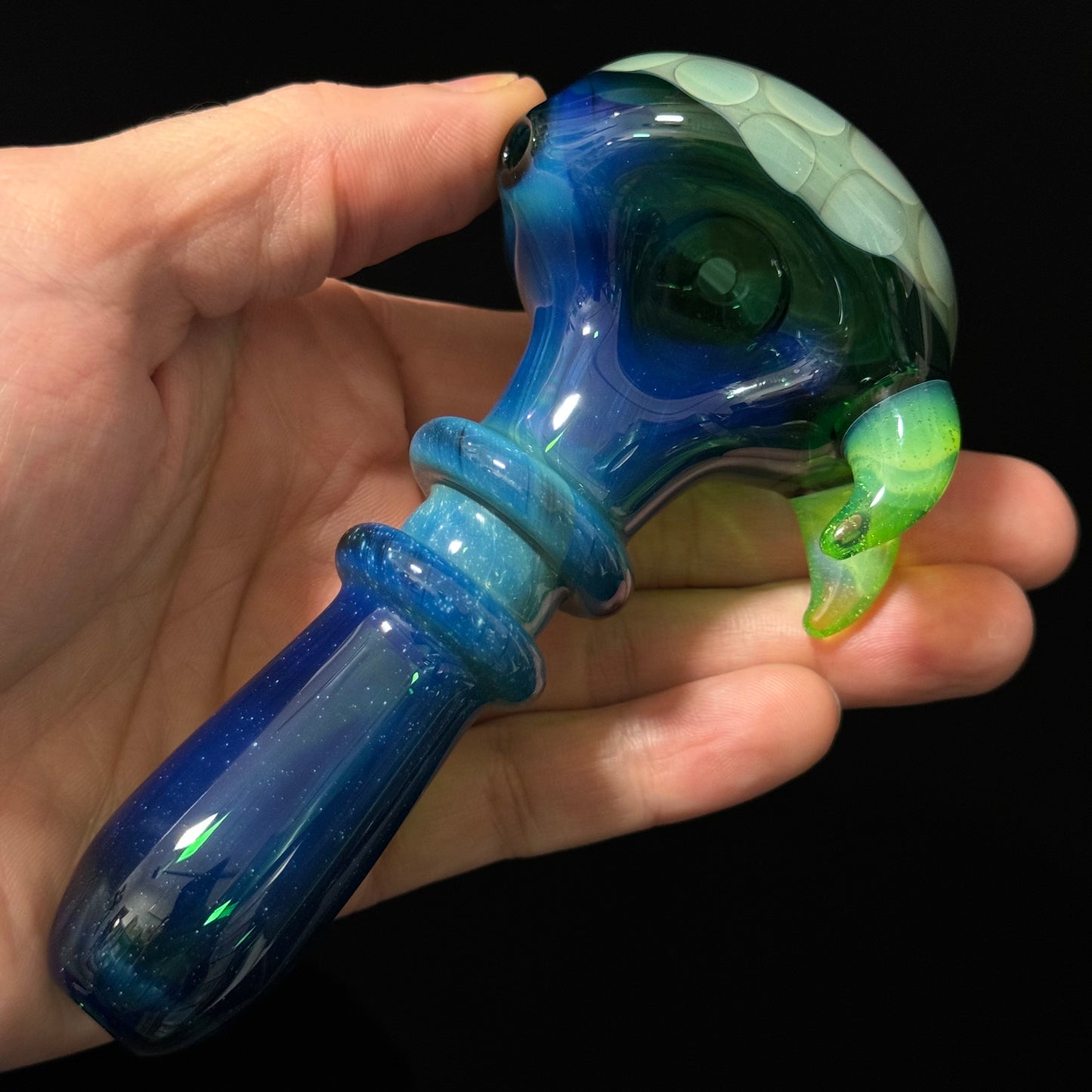 Blue Green Honeycomb Glass Heady Pipe Hand Blown