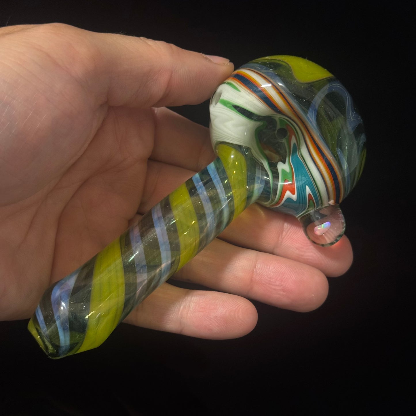 Full Linework Switchback Glass Pipe, Heady Hand Blown with An Opal