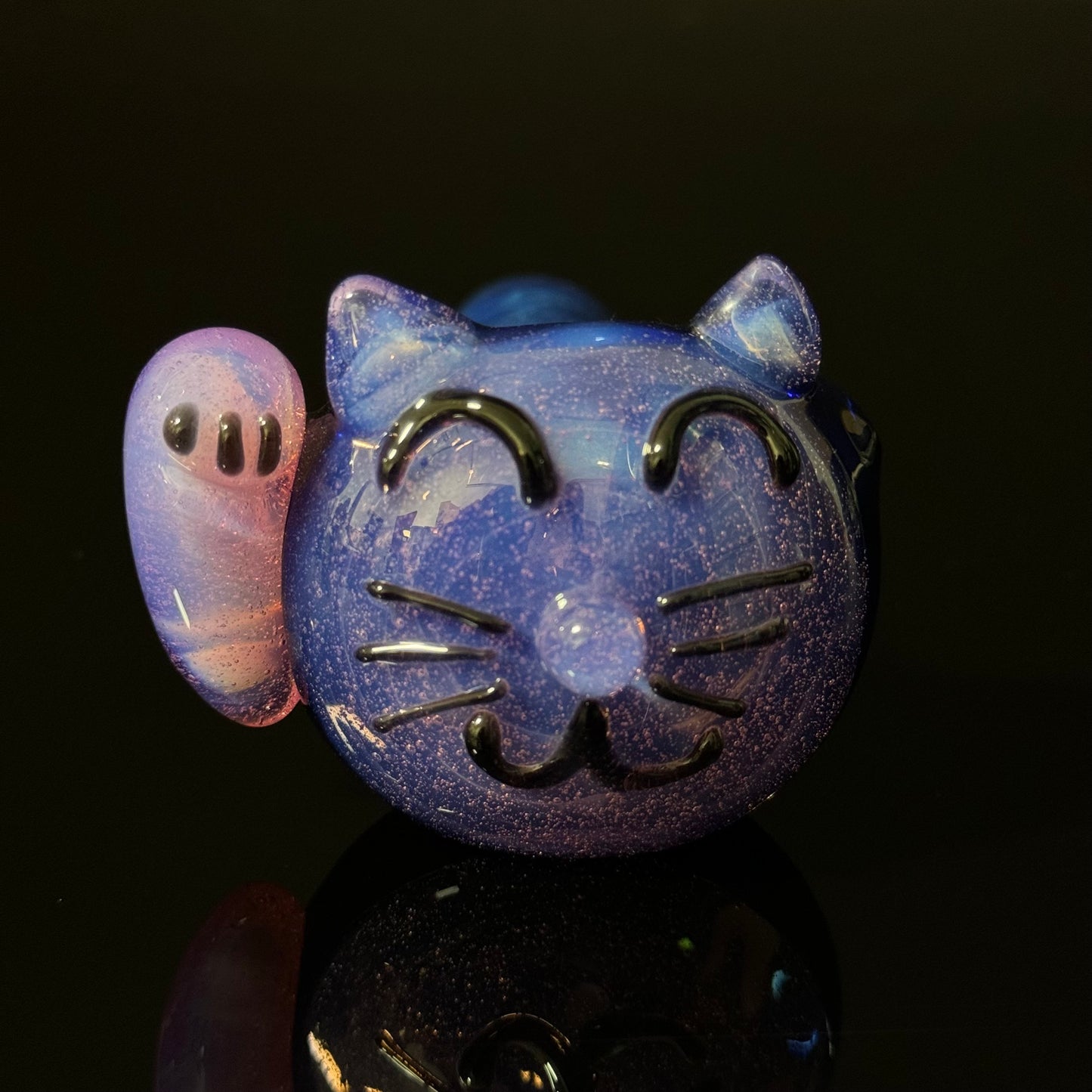 Cat Face Pink Slyme Glass Pipe Heady Pipe Hand Blown Cat Pipe