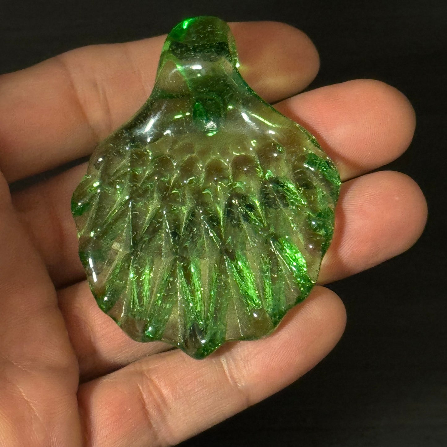 Green Hand Made Glass Pendant Necklace Made here in the Pacific Northwest