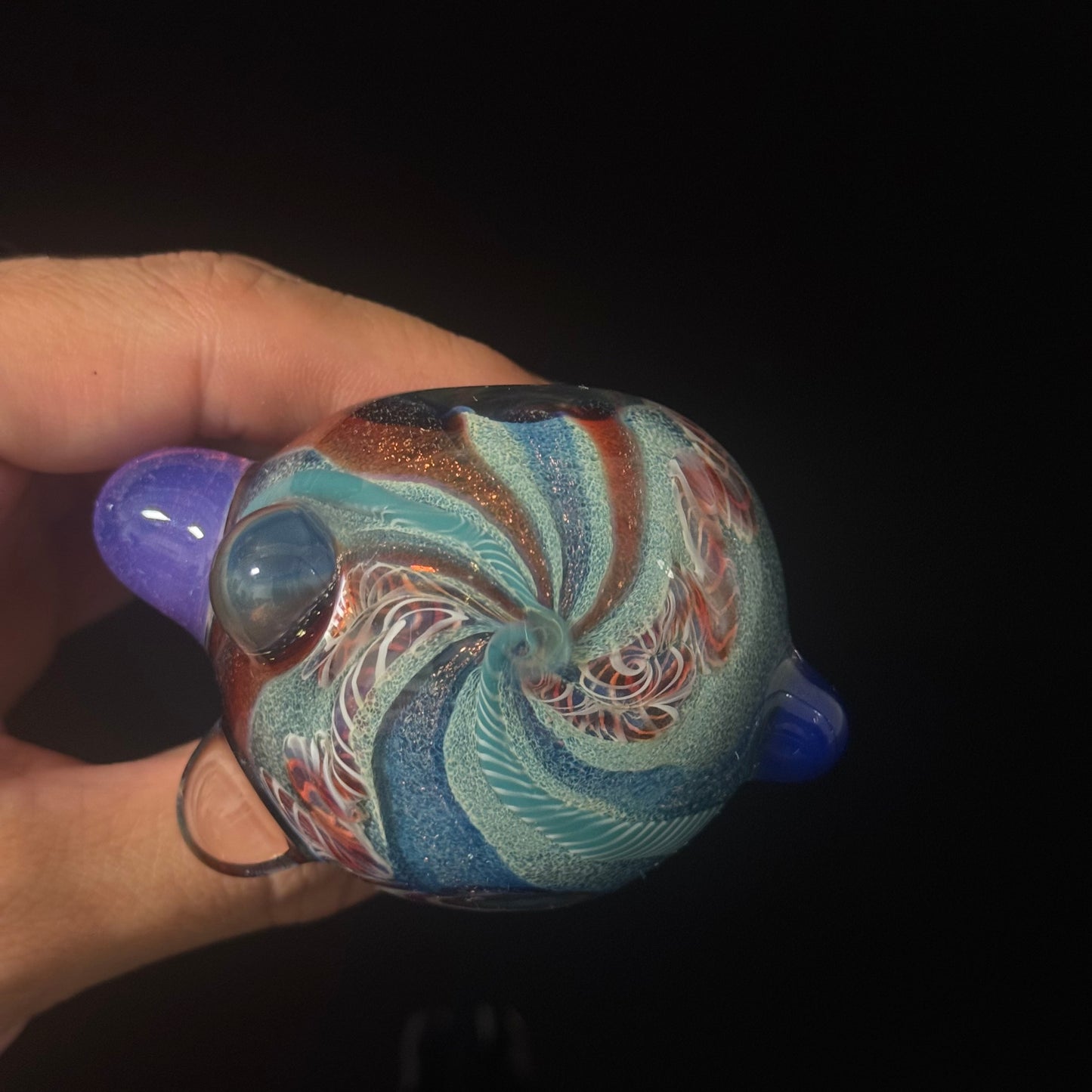 Heavy Inside out Dichro Sparkle Blue & White Glass Pipe Heady Pipe Hand Blown