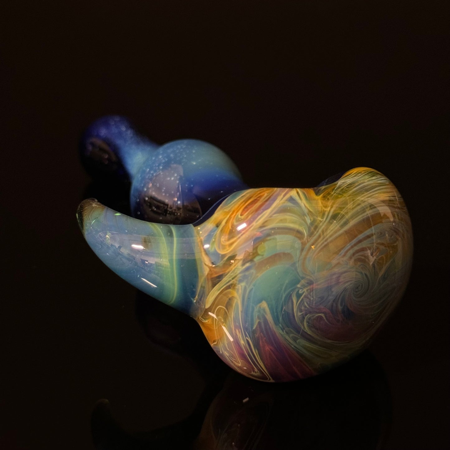 Blue Purple Marbeling affect Glass Heady Pipe Hand Blown