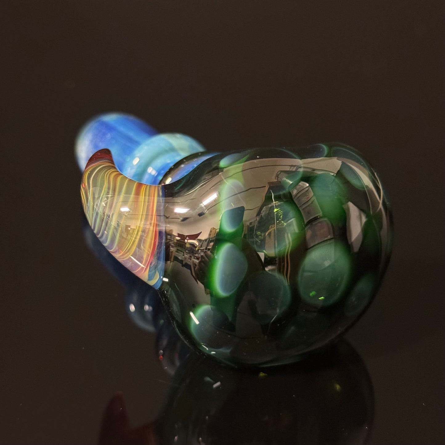 Blue Green Honeycomb Glass Heady Pipe Hand Blown