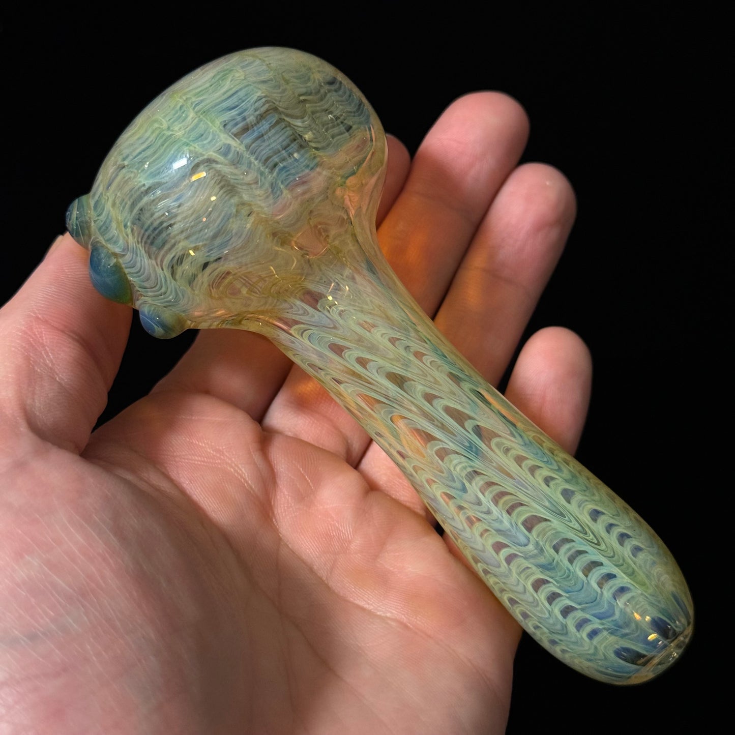 Wrap & Rake Color Changing Glass Heady Pipe Hand Blown