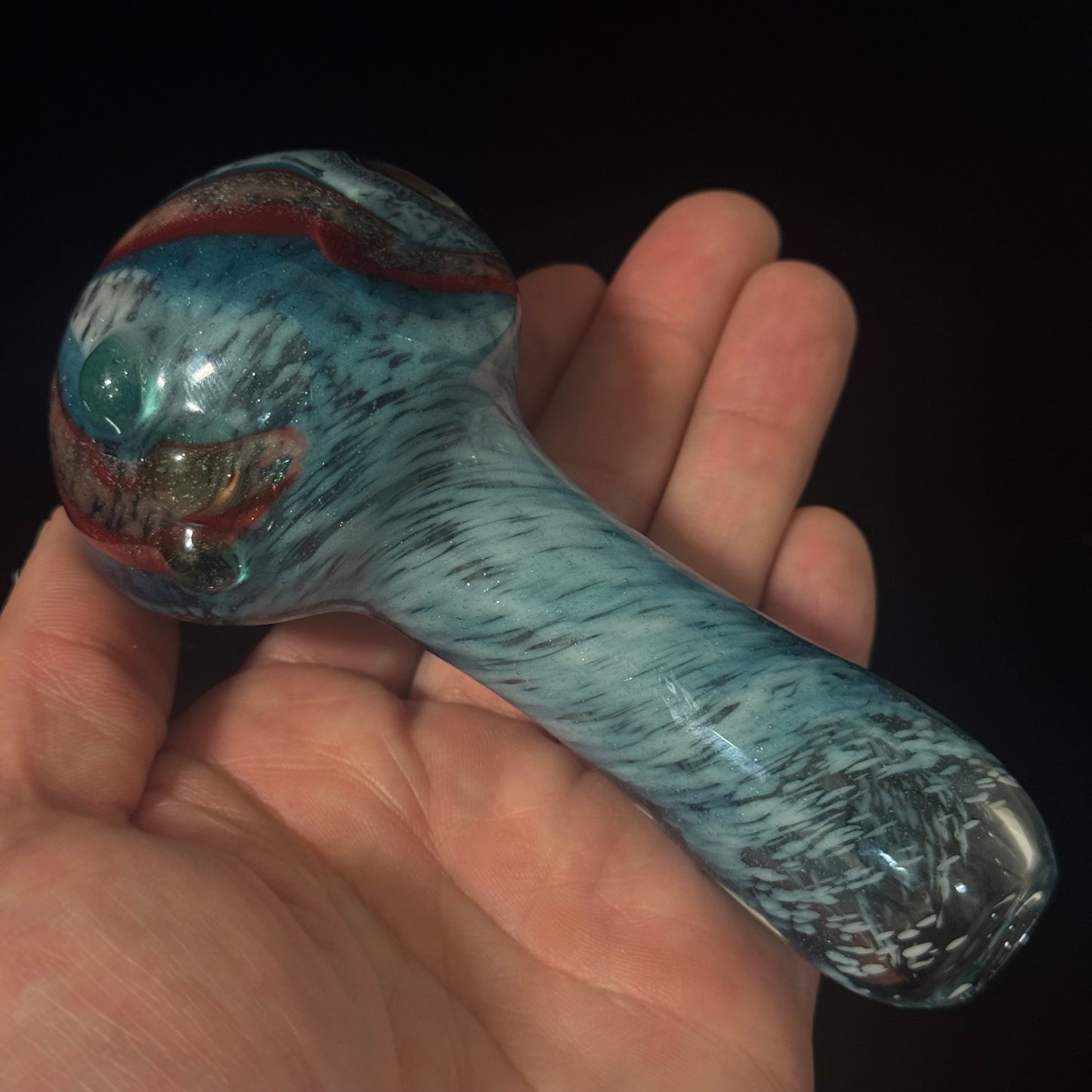Heavy Inside out Sparkle Blue & White Glass Pipe Heady Pipe Hand Blown