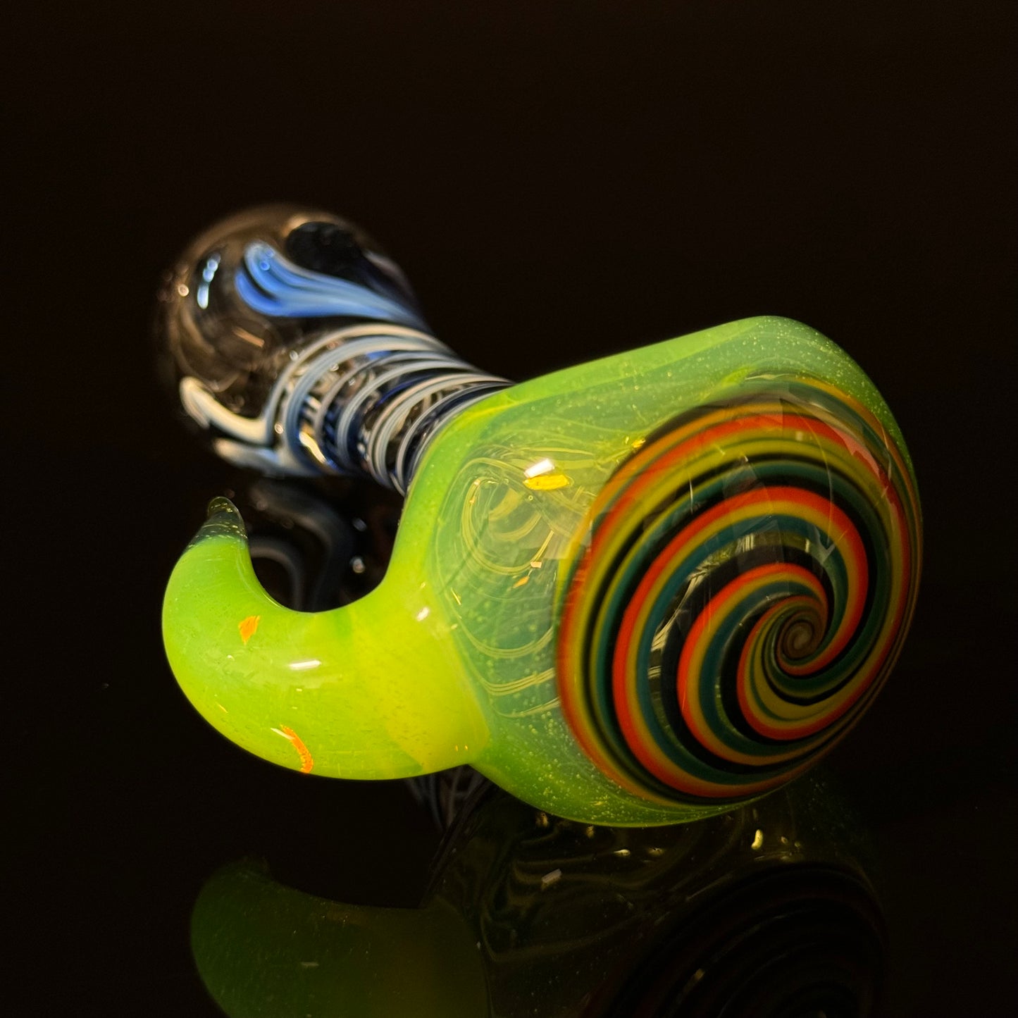 Full Color Linework Glass Pipe, Heady Hand Blown with An Opal