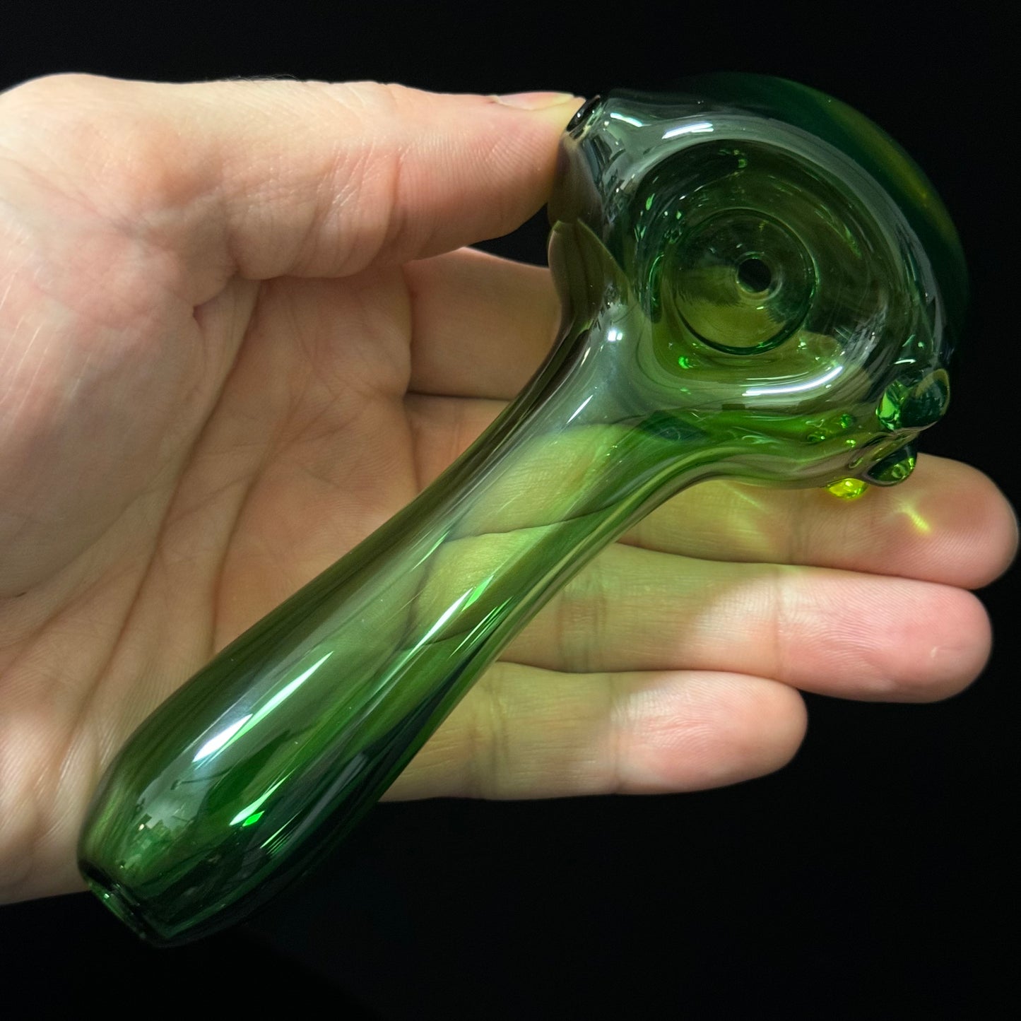 Solid Green Color Glass Heady Pipe Hand Blown