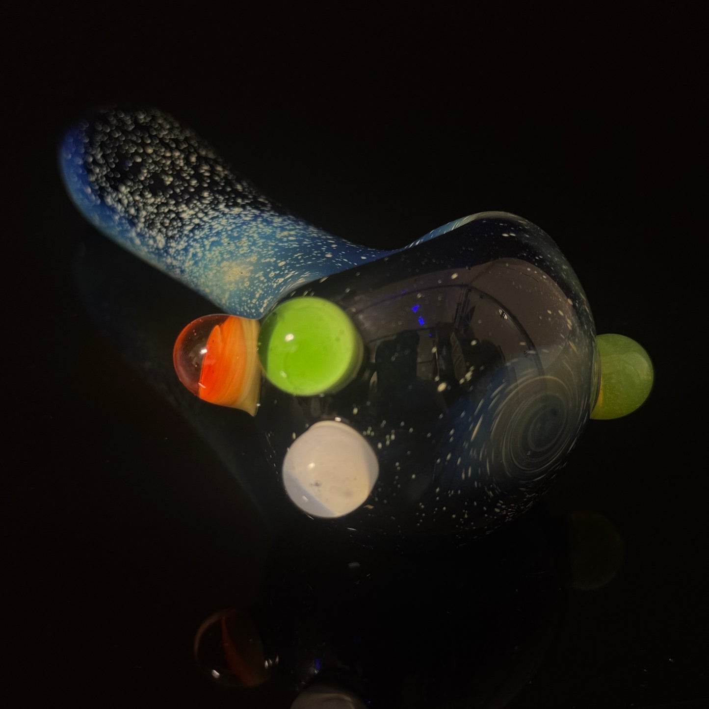 Blue with Slyme Space Galaxy Nebula Glass Pipe Silver Fumed Glass Pipe, Heady Hand Blown