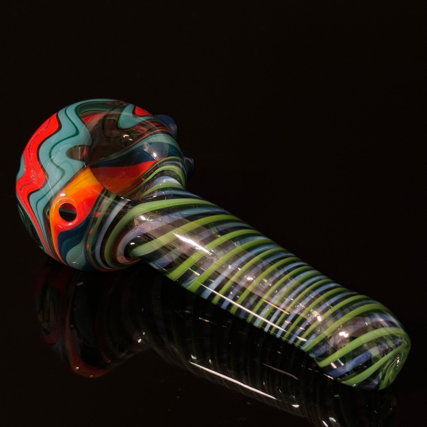 Full Linework Switchback Glass Pipe, Heady Hand Blown