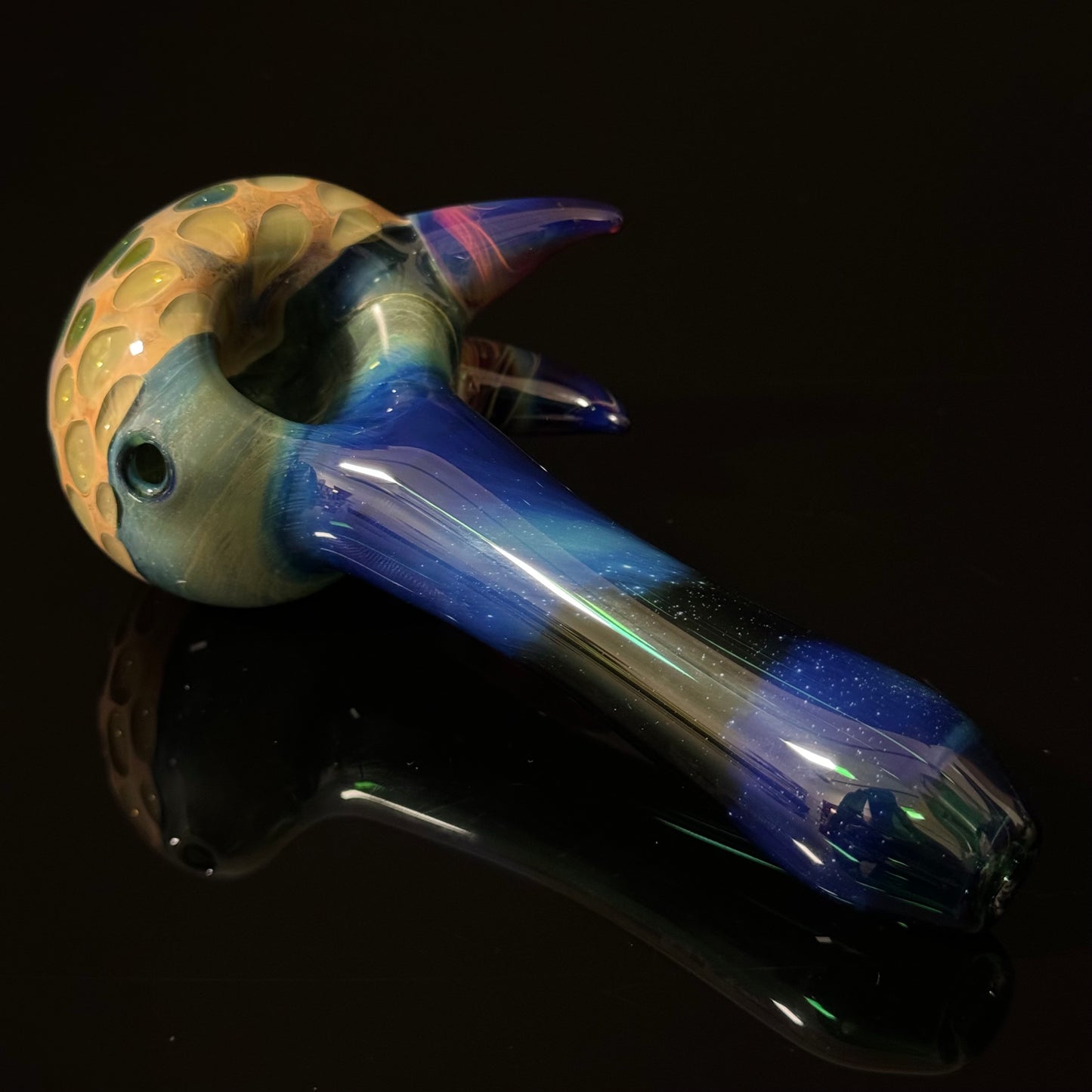 Blue Green Honeycomb Glass Heady Pipe Hand Blown