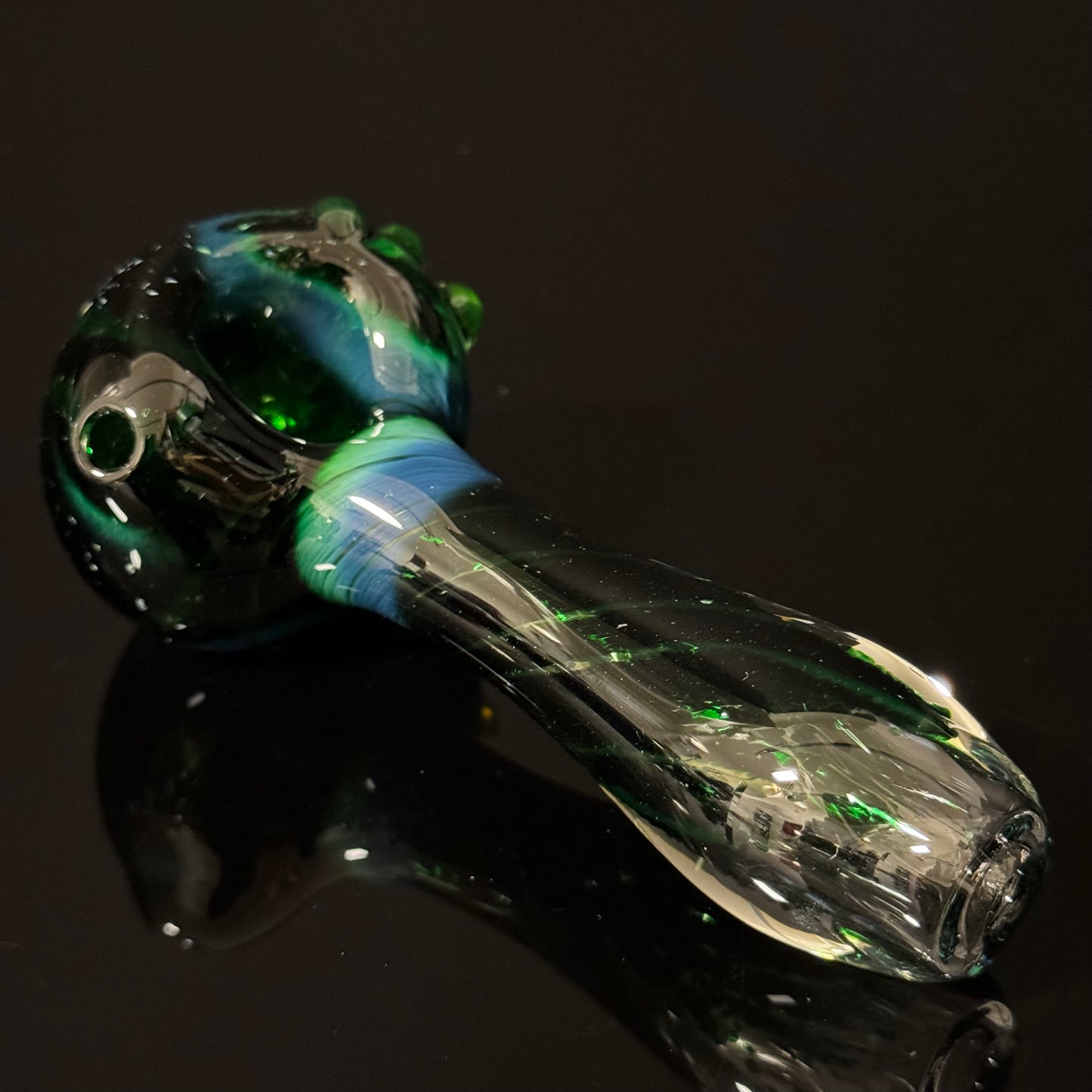 Inside out Black & Green Glass Pipe Heady Pipe Hand Blown Extra Thick