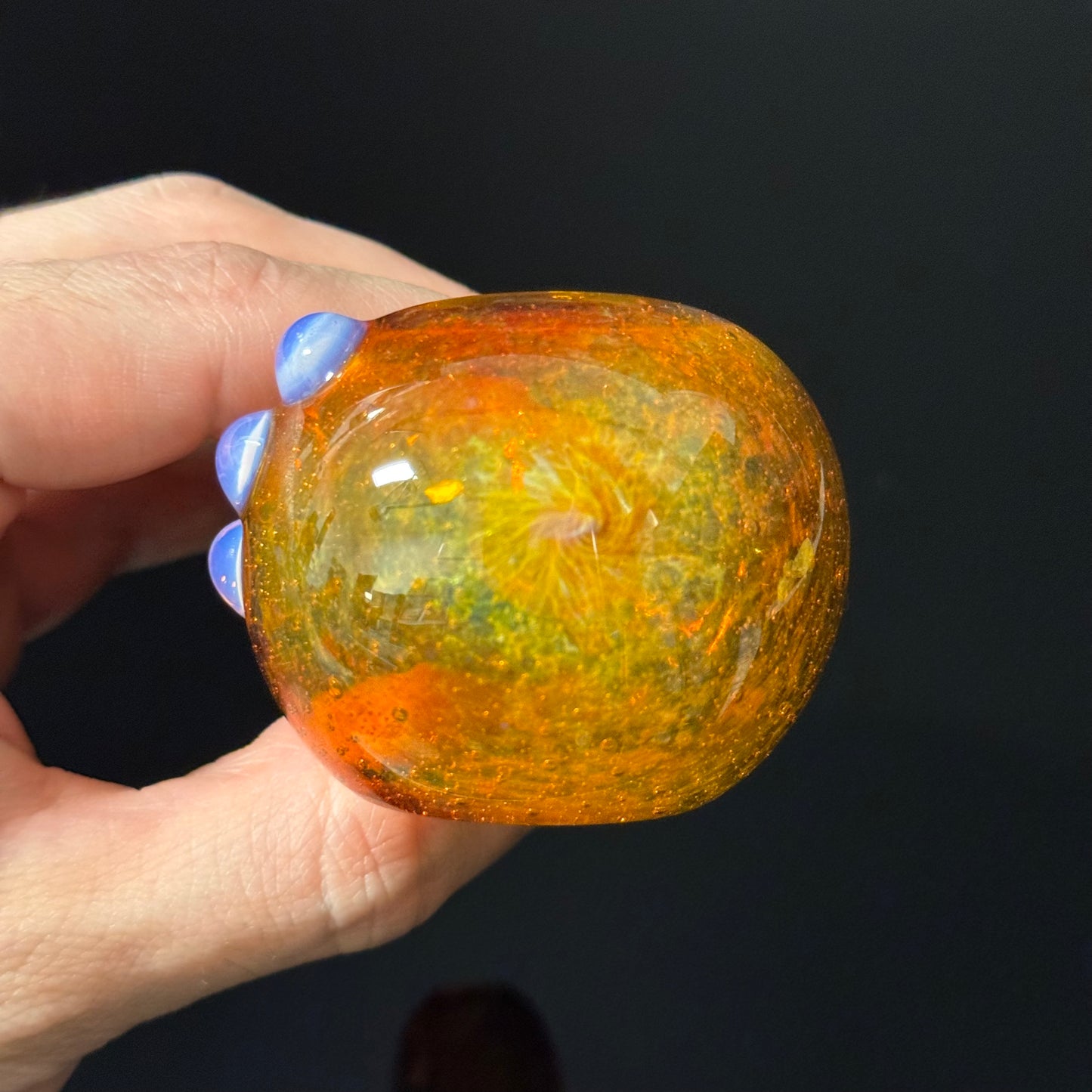 Multicolor Orange Inside Out Glass Pipe Heady Pipe Hand Blown Extra Thick