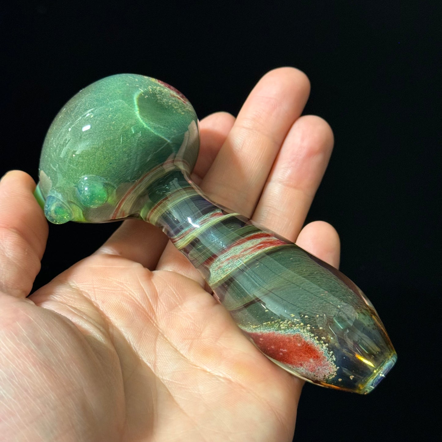 Green & Red Inside Out Glass Pipe Heady Pipe Hand Blown Extra Thick