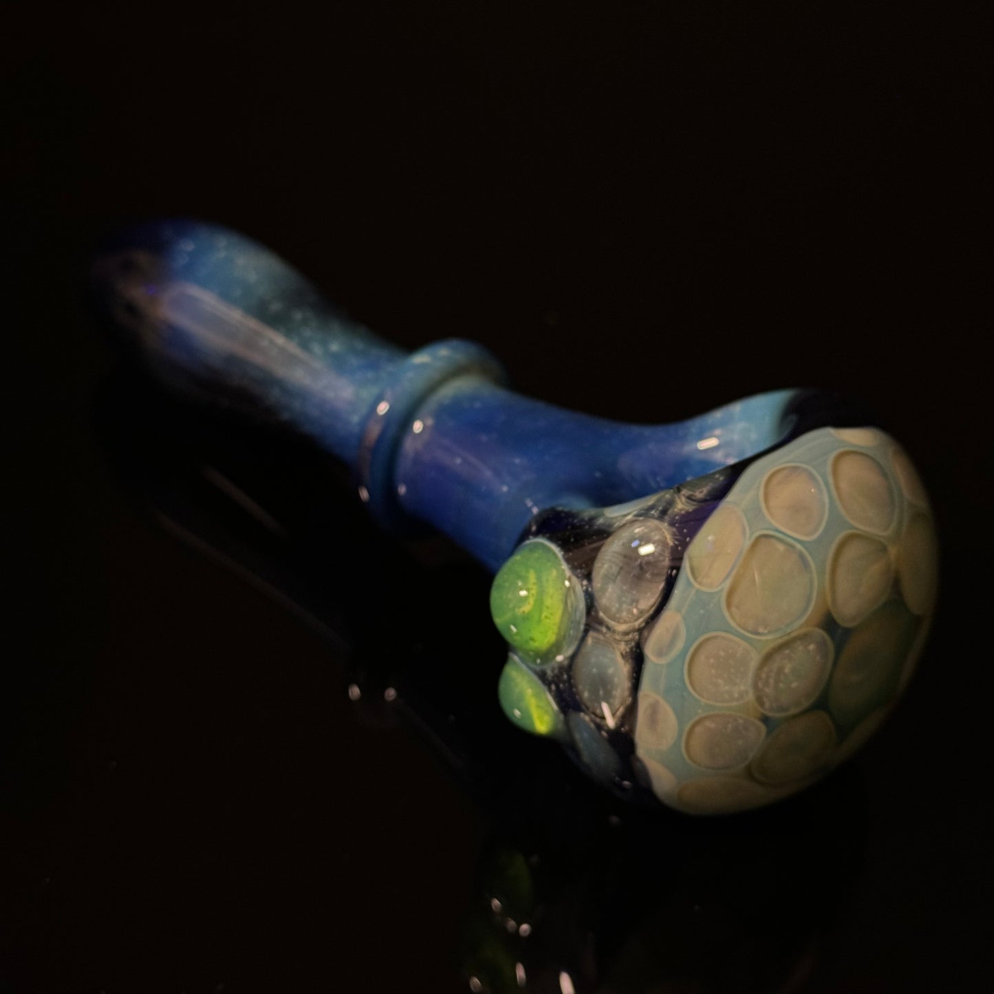 Blue Honeycomb Glass Heady Pipe Hand Blown