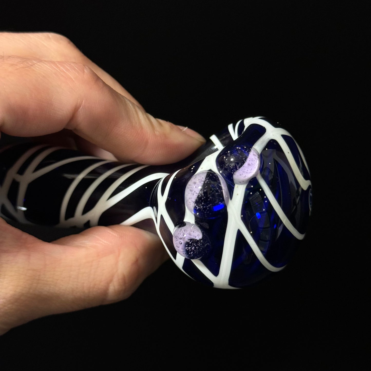 Blue Cobalt Wrapped Color Glass Heady Pipe Hand Blown