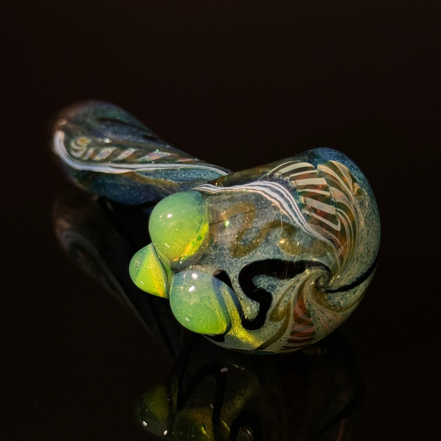 Heavy Inside out Sparkle Blue Glass Pipe with Linework throughout the Heady Pipe